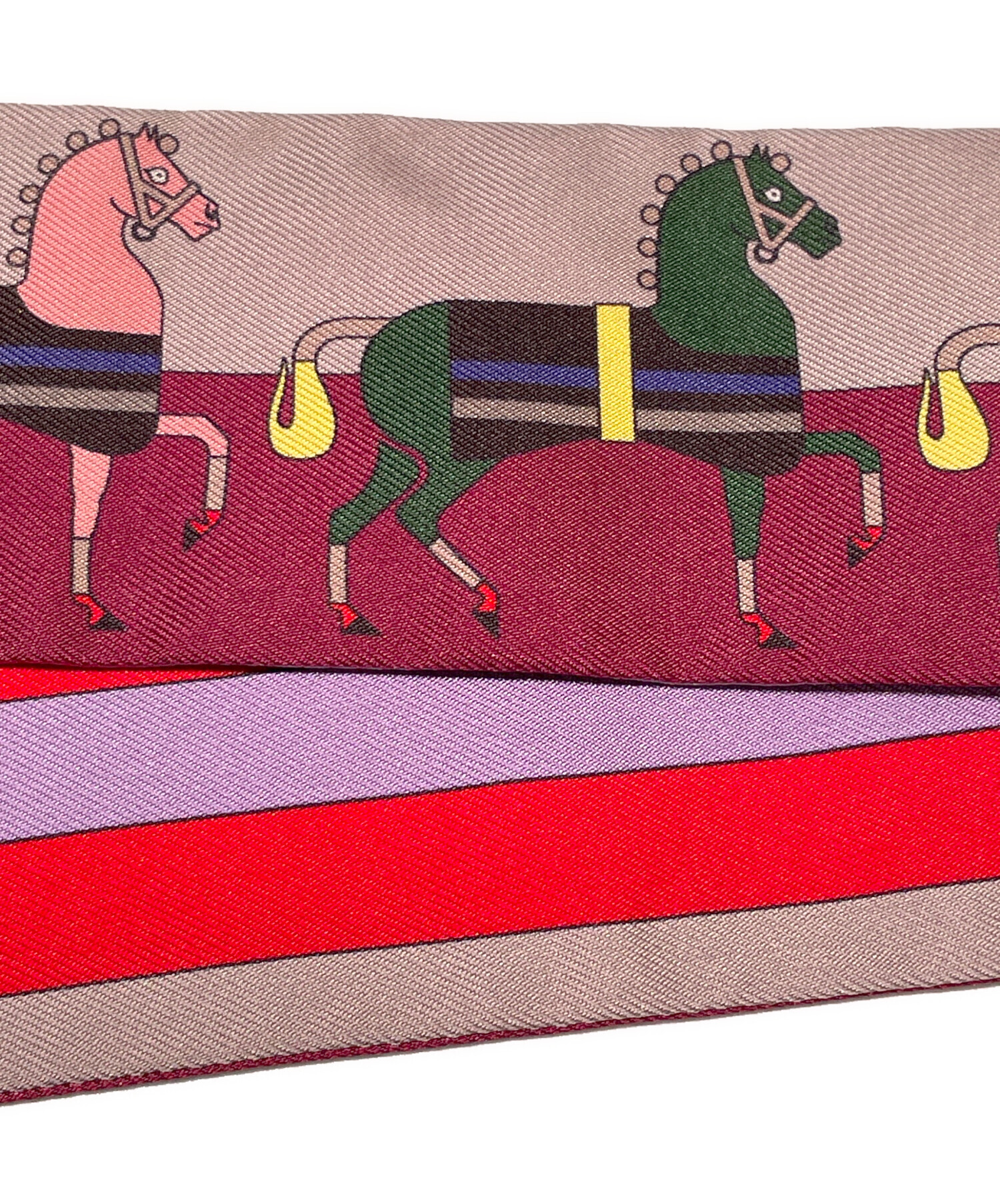 HERMES エルメス　ツイリー　ロカバール　馬　ピンク　Rocabar 中古・古着通販】HERMES (エルメス) ツイリー / Rocabar エンジ×マルチ