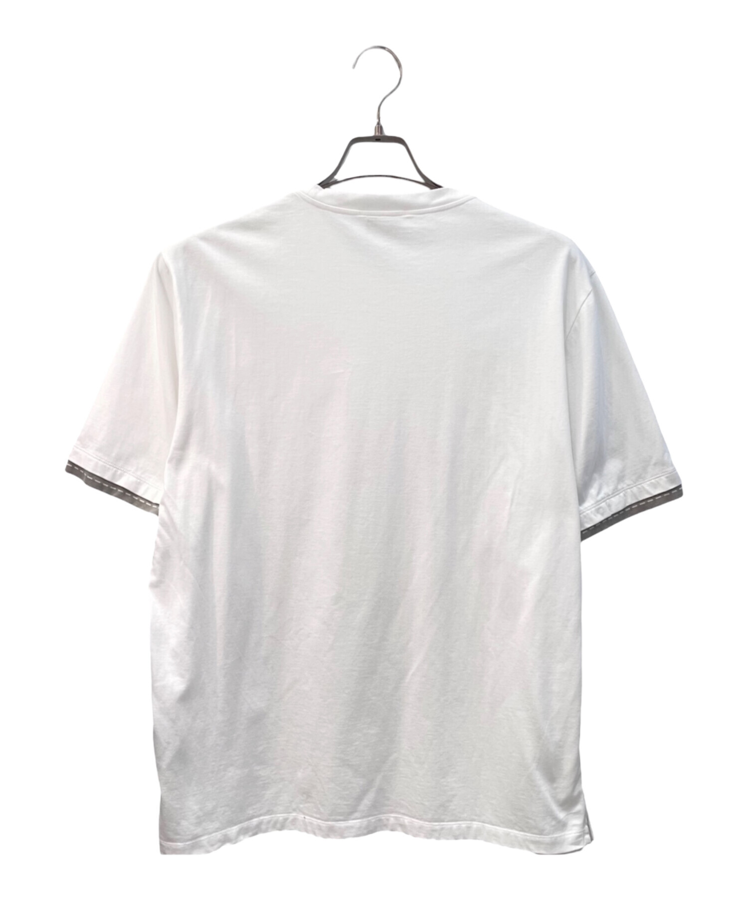 HERMES エルメス Tシャツ・カットソー 42(M位) 白xグレー(総柄) 【古着】【中古】 HERMES - HERMES エルメス Tシャツ・カットソー 42(M位) 白xグレー(総