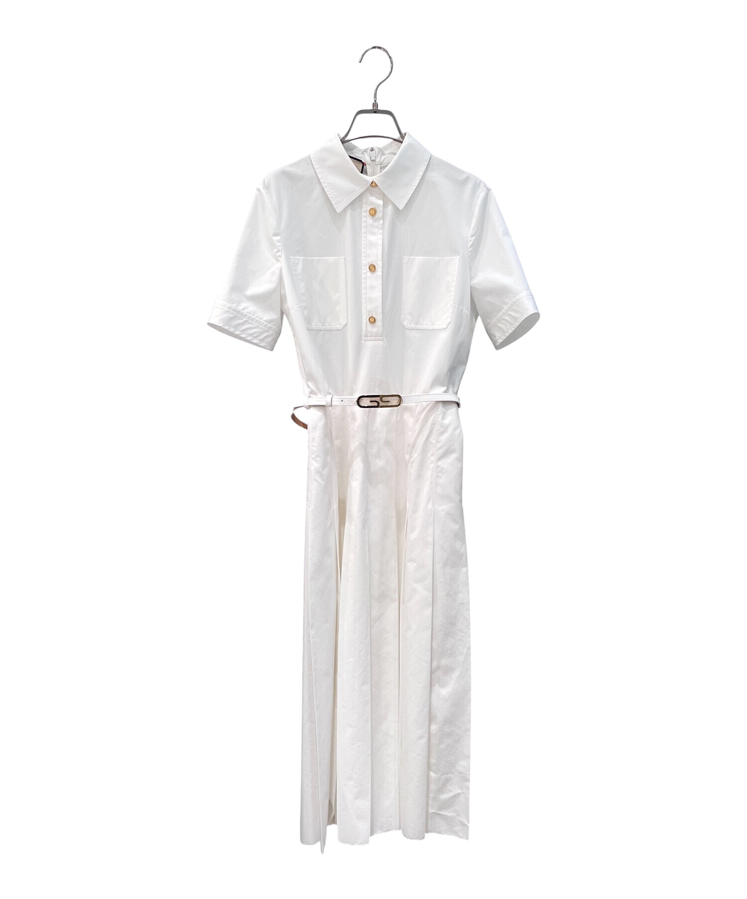 中古・古着通販】GUCCI (グッチ) ベルト付コットンワンピース ホワイト