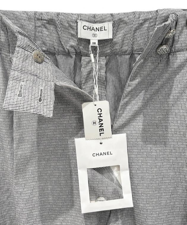 専用。CHANEL シャネル38サイズ　ホワイトワイドパンツ 中古・古着通販】CHANEL (シャネル) ワイドパンツ ホワイト×ネイビー