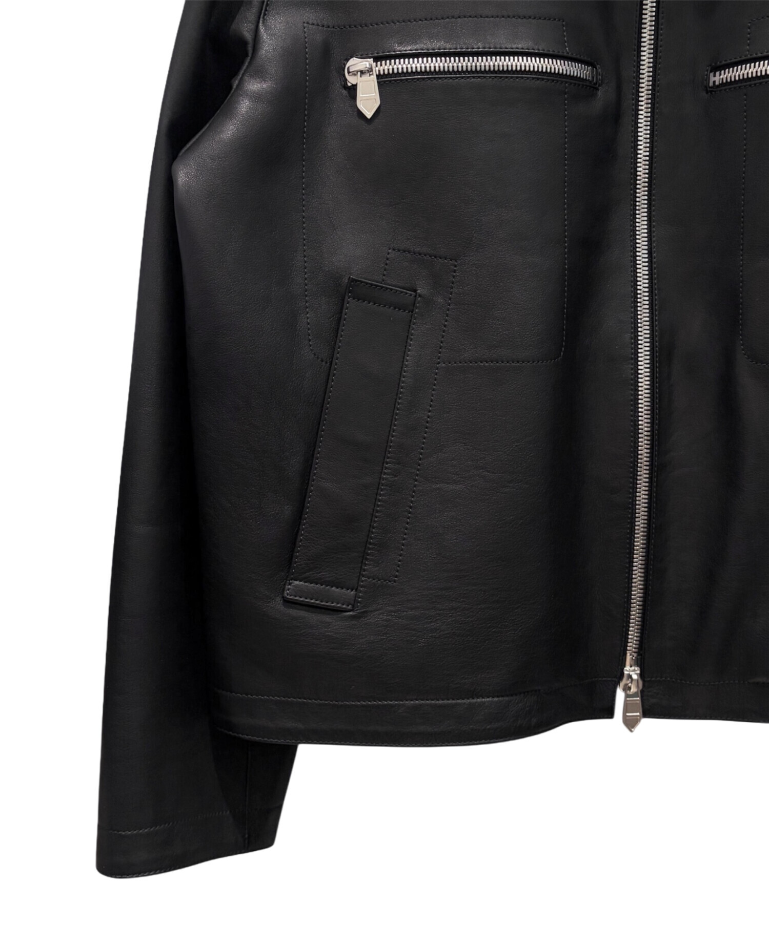 中古・古着通販】HERMES (エルメス) レザージャケット ブラック サイズ