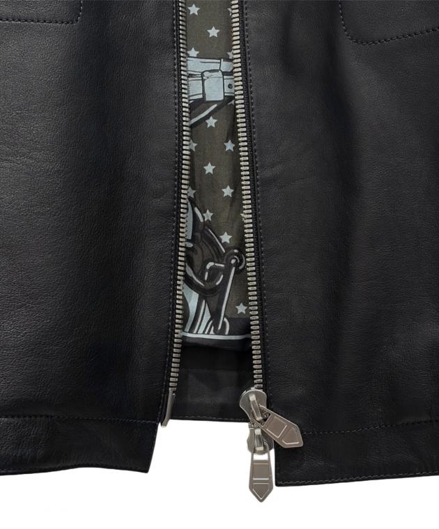 中古・古着通販】HERMES (エルメス) レザージャケット ブラック サイズ