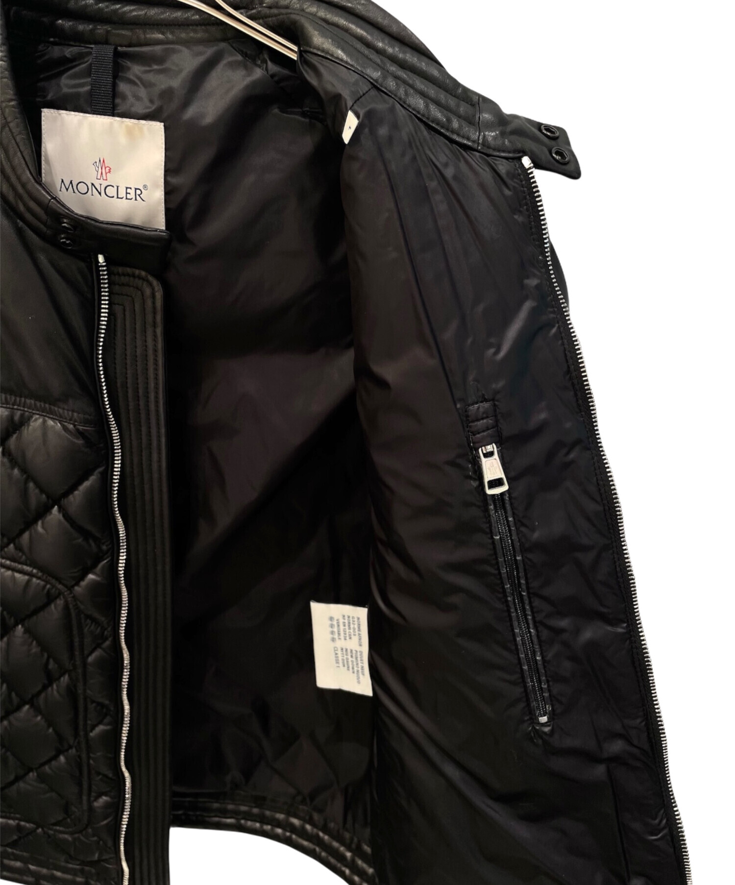 中古・古着通販】MONCLER (モンクレール) レザーキルティングダウン