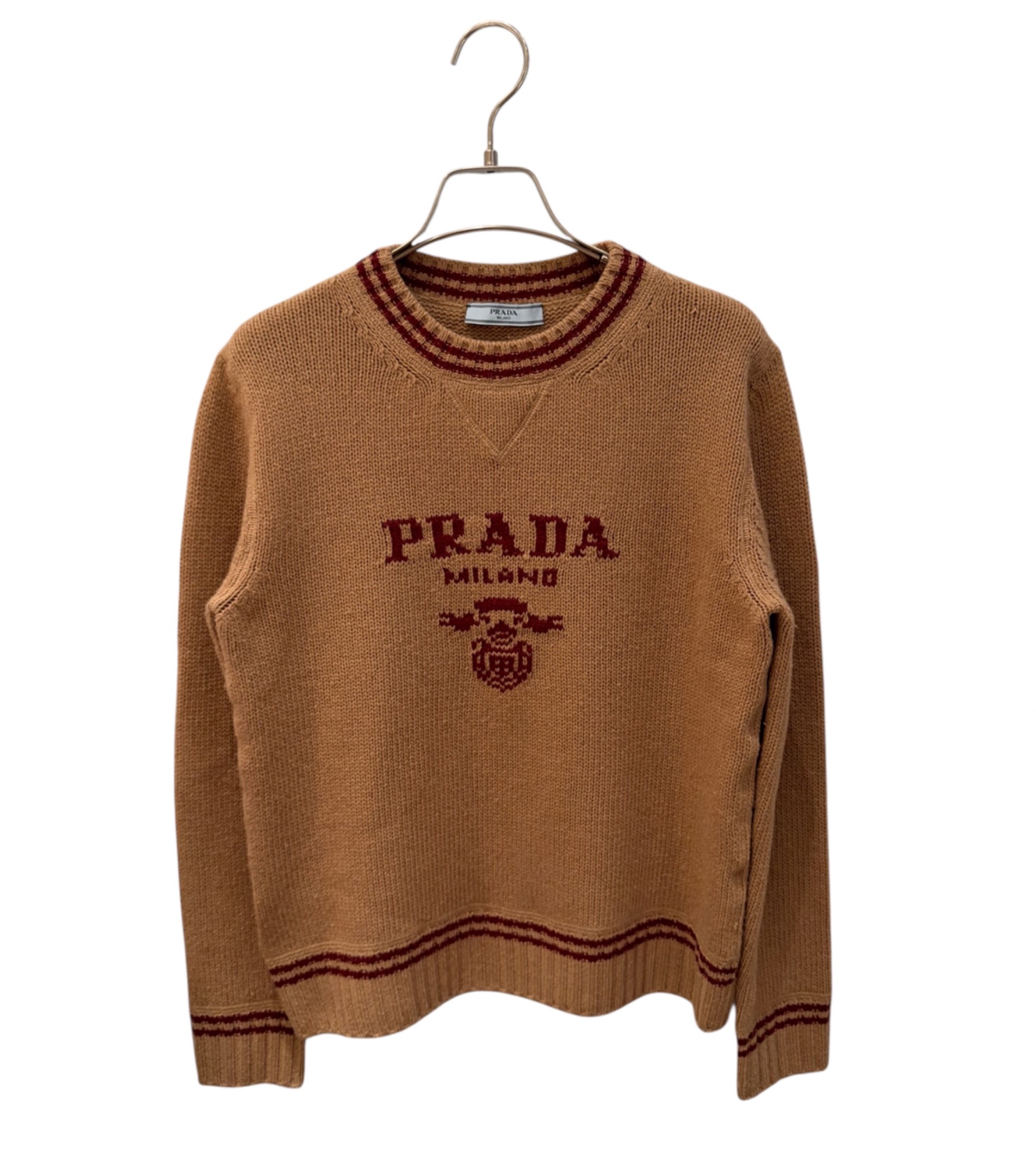 中古・古着通販】PRADA (プラダ) カシミヤ混ロゴニット ブラウン