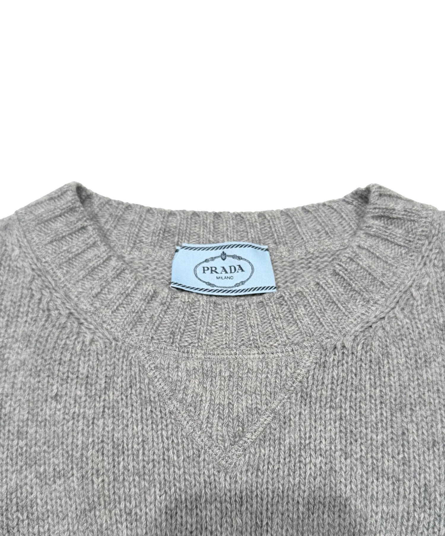 中古・古着通販】PRADA (プラダ) カシミヤ混ロゴニット グレー サイズ