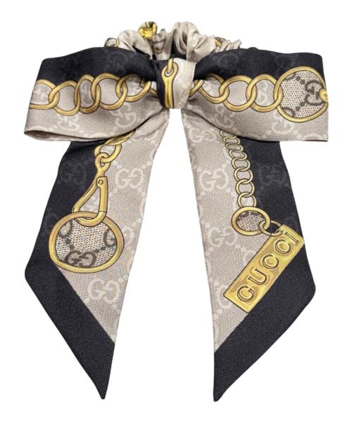 再再値下げしました！☆未使用☆　GUCCI リボン　シュシュ 中古・古着通販】GUCCI (グッチ) シュシュ ブラック×ゴールド