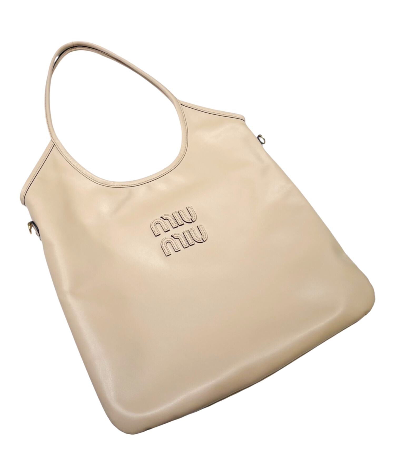 MIU MIU ベージュ レザー トートバッグ 中古・古着通販】MIU MIU (ミュウミュウ) トートバッグ ベージュ