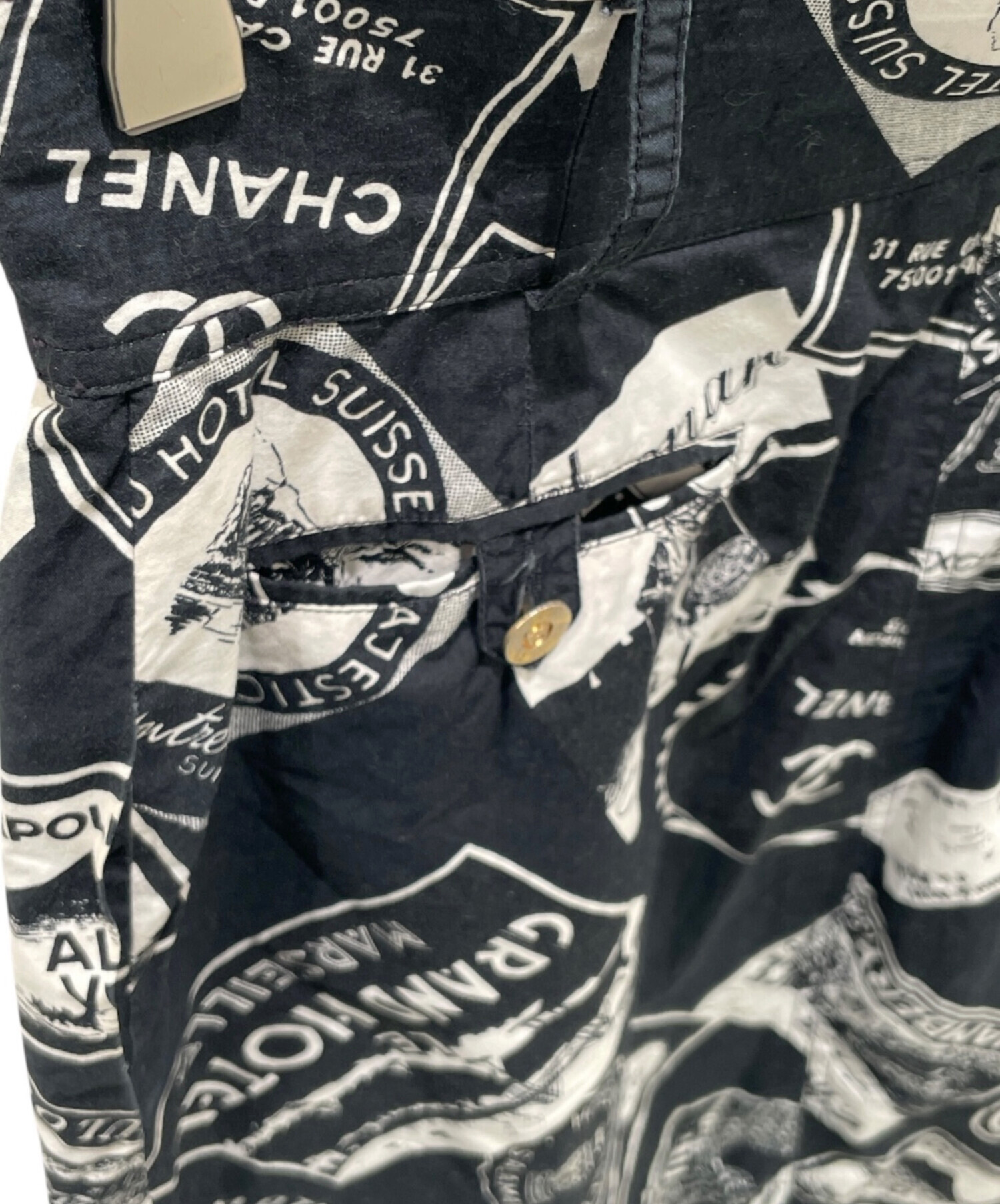 中古・古着通販】CHANEL (シャネル) 80sプリントスカート ブラック