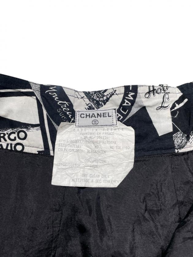 ヴィンテージ　【80s希少】　Chanelロゴ付き　 キルティングタイトスカート 中古・古着通販】CHANEL (シャネル) 80sプリントスカート ブラック
