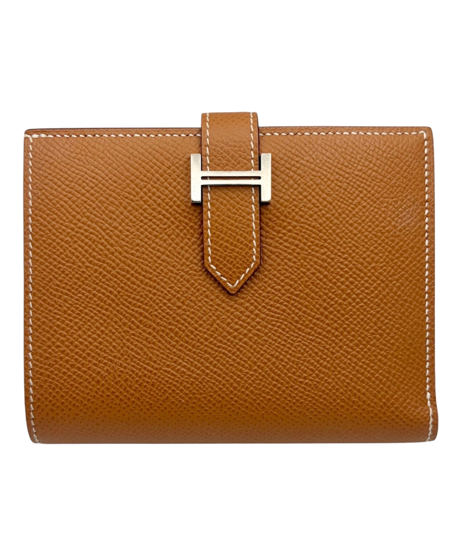 【鑑定済】HERMES エルメス ベアン コンパクト 折り財布 ゴールド 中古・古着通販】HERMES (エルメス) ベアンコンパクト/2つ折り財布