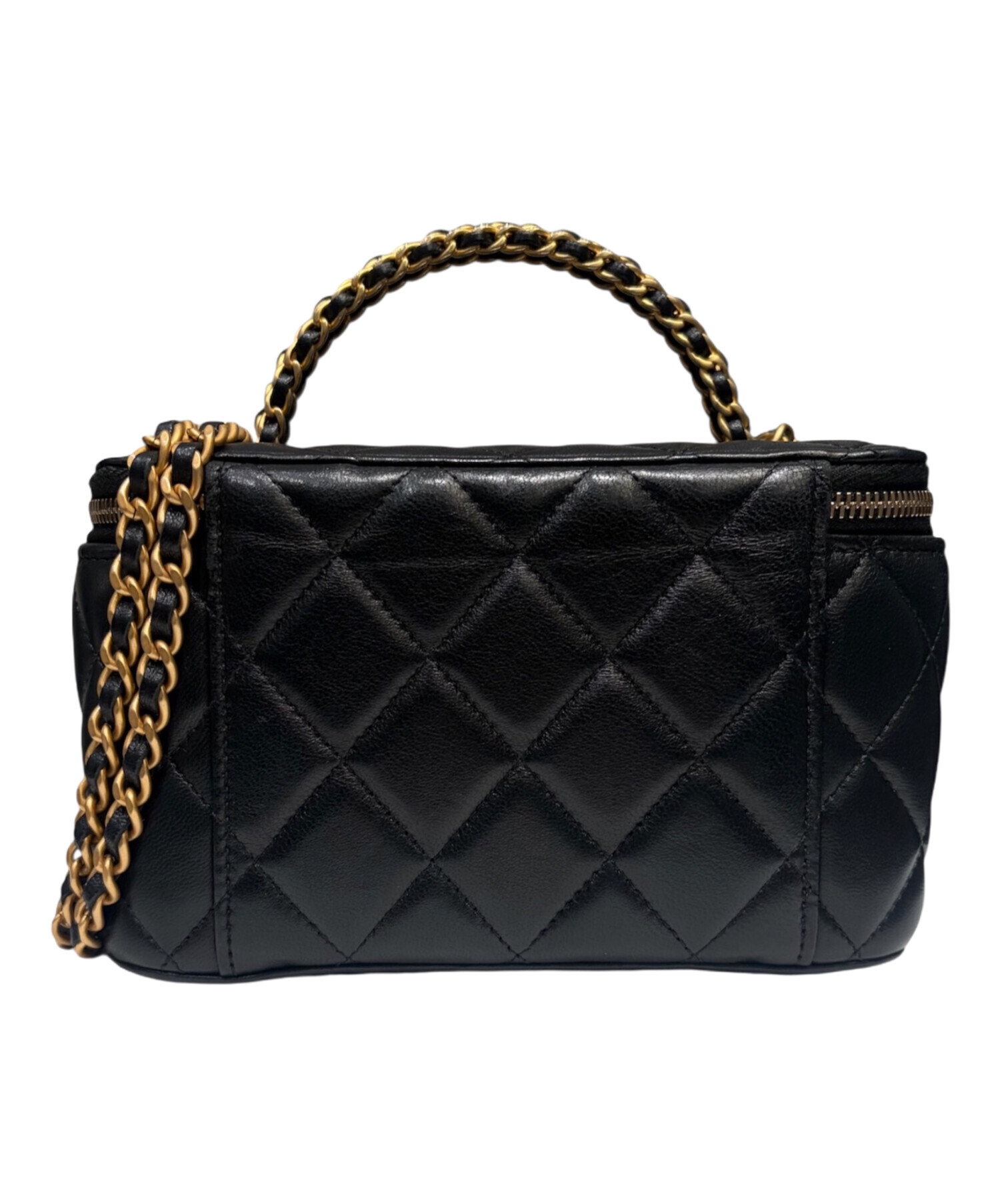 CHANEL シャネル ヴィンテージ ココマーク フリンジ ブラック ゴールド金具 ラムスキン ショルダーバッグ バニティバッグ レディース 600903 【中古】 CHANEL】【ゴールド金具】【フリンジ】シャネル『ココマーク がま口