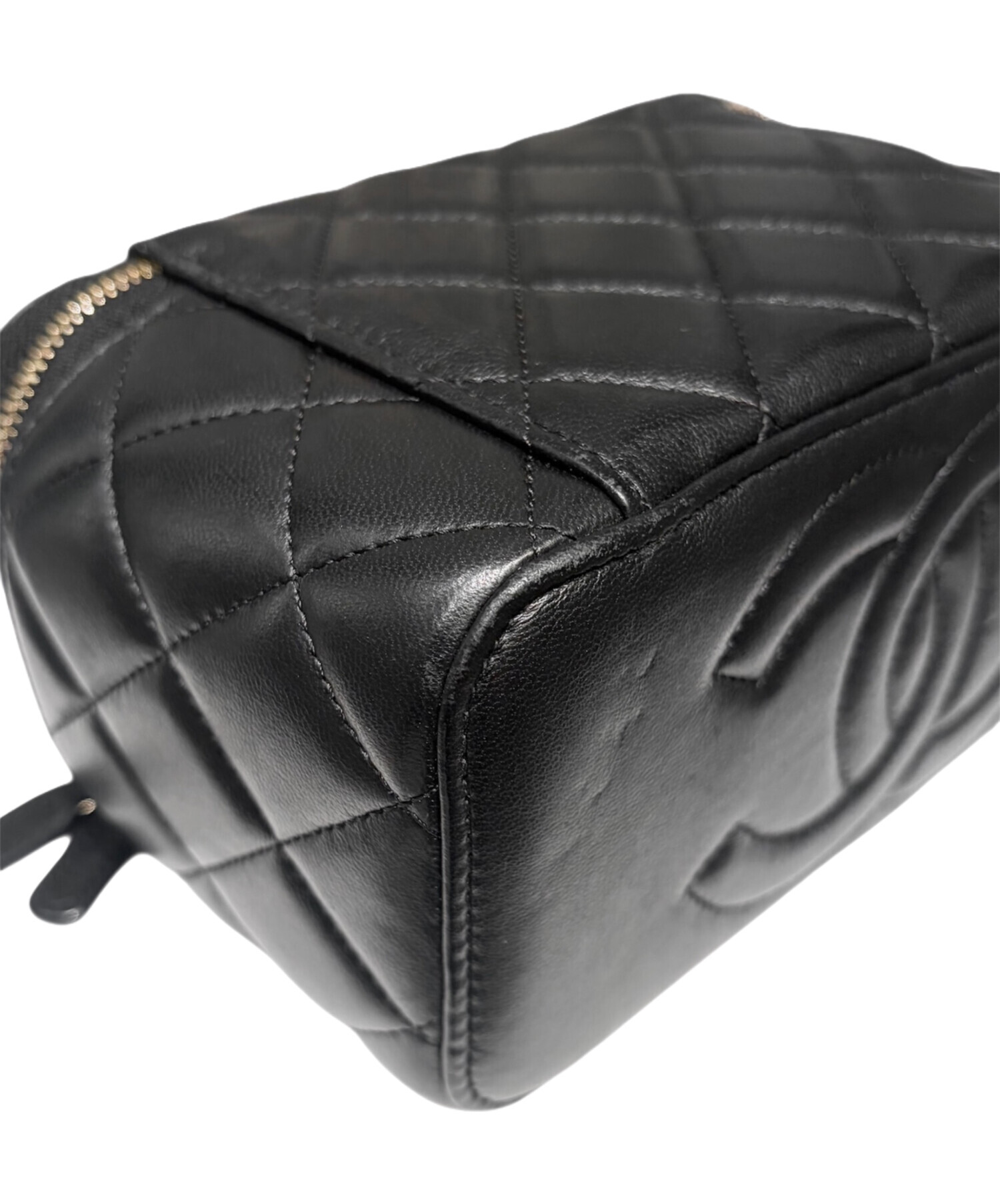 中古・古着通販】CHANEL (シャネル) バニティバッグ ブラック×ゴールド