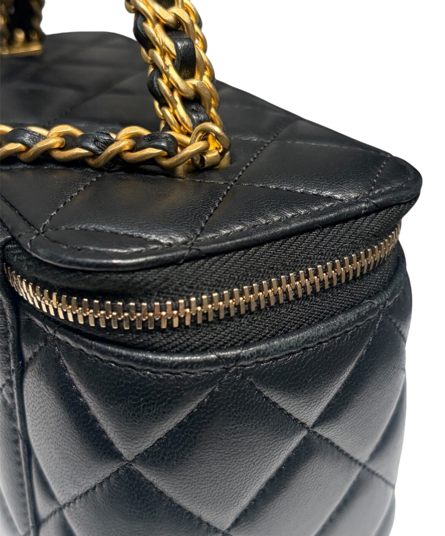 中古・古着通販】CHANEL (シャネル) バニティバッグ ブラック×ゴールド