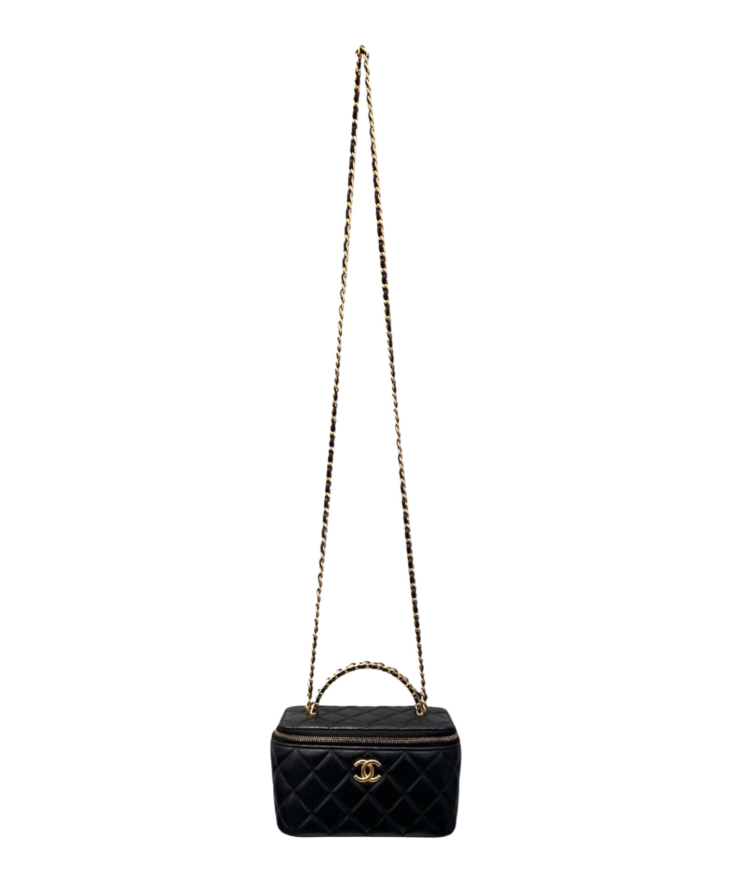 中古・古着通販】CHANEL (シャネル) バニティバッグ ブラック×ゴールド