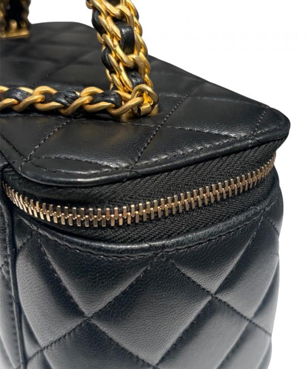 中古・古着通販】CHANEL (シャネル) バニティバッグ ブラック×ゴールド