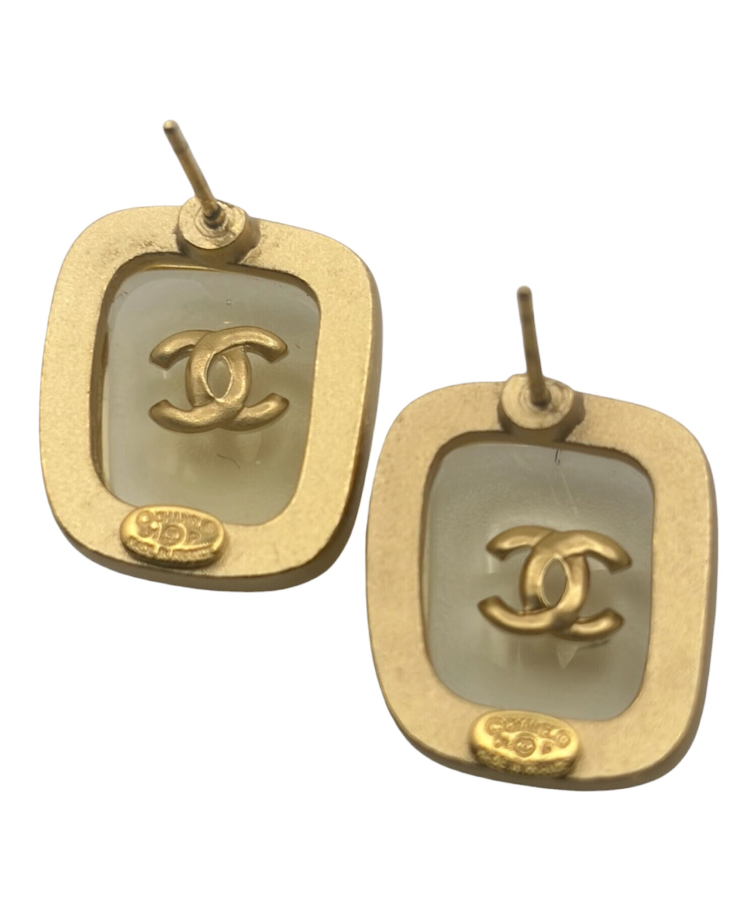 中古・古着通販】CHANEL (シャネル) ココマーククリアピアス ゴールド
