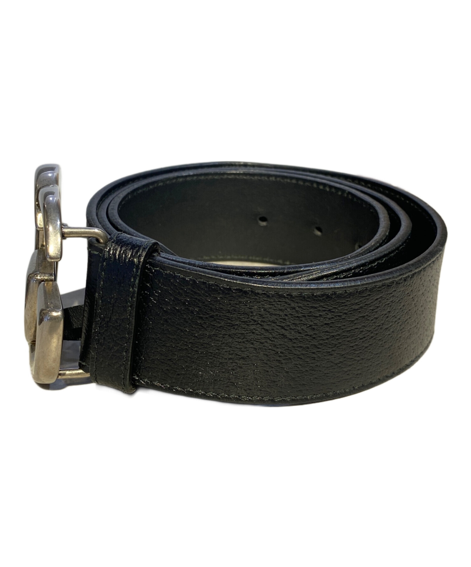 中古・古着通販】GUCCI (グッチ) レザーベルト ブラック×シルバー金具 