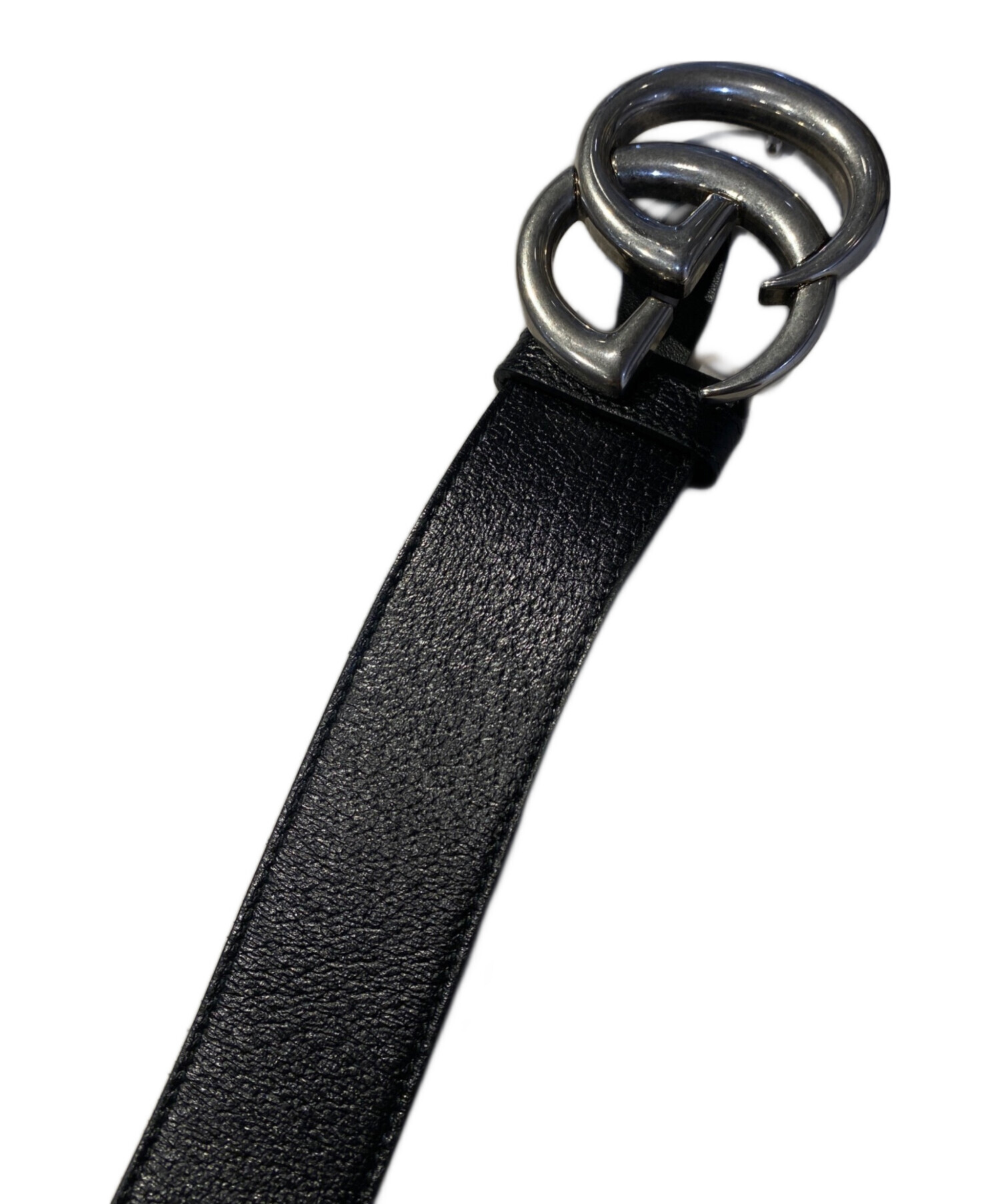 中古・古着通販】GUCCI (グッチ) レザーベルト ブラック×シルバー金具 