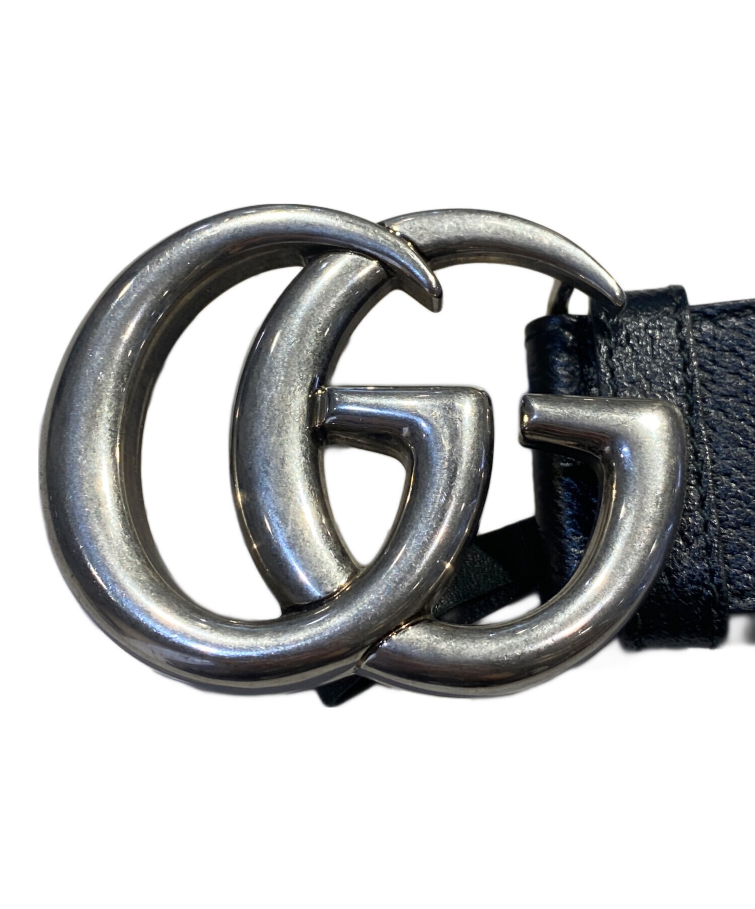 中古・古着通販】GUCCI (グッチ) レザーベルト ブラック×シルバー金具 