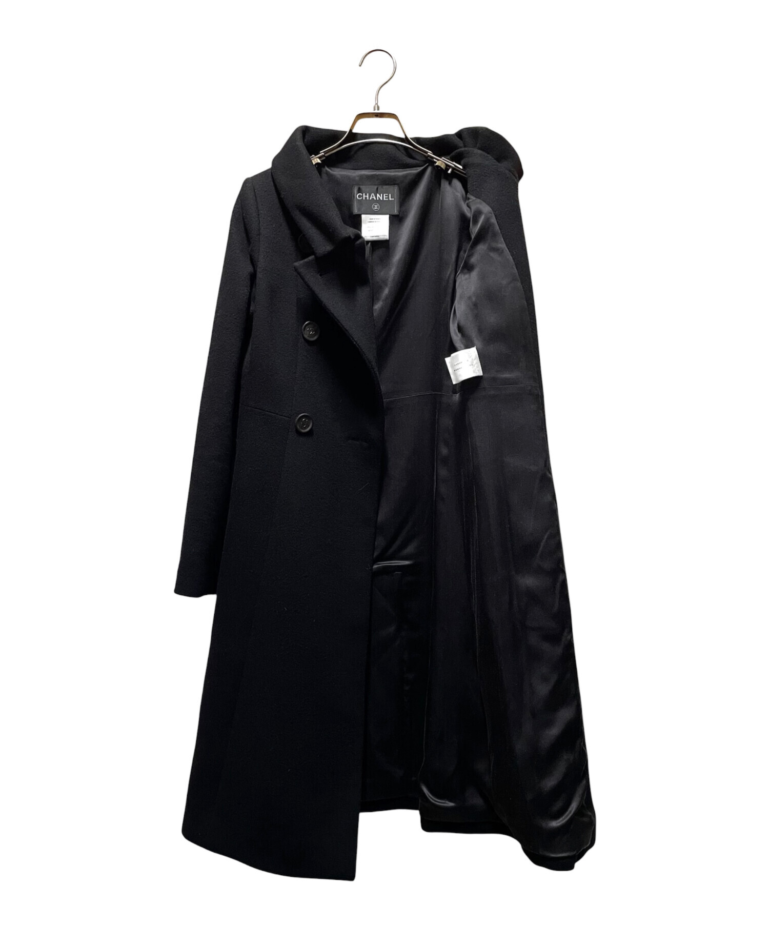 専用【未使用】CHANEL カシミヤ　ロングコート　ブラック　42 中古・古着通販】CHANEL (シャネル) ココマークボタン ウールダブル