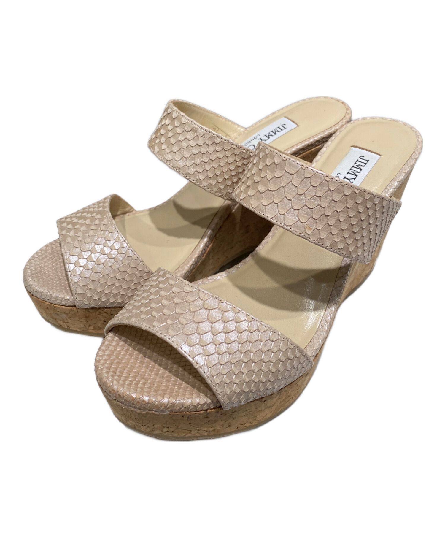 中古・古着通販】JIMMY CHOO (ジミーチュウ) パイソン柄コルクウェッジ 