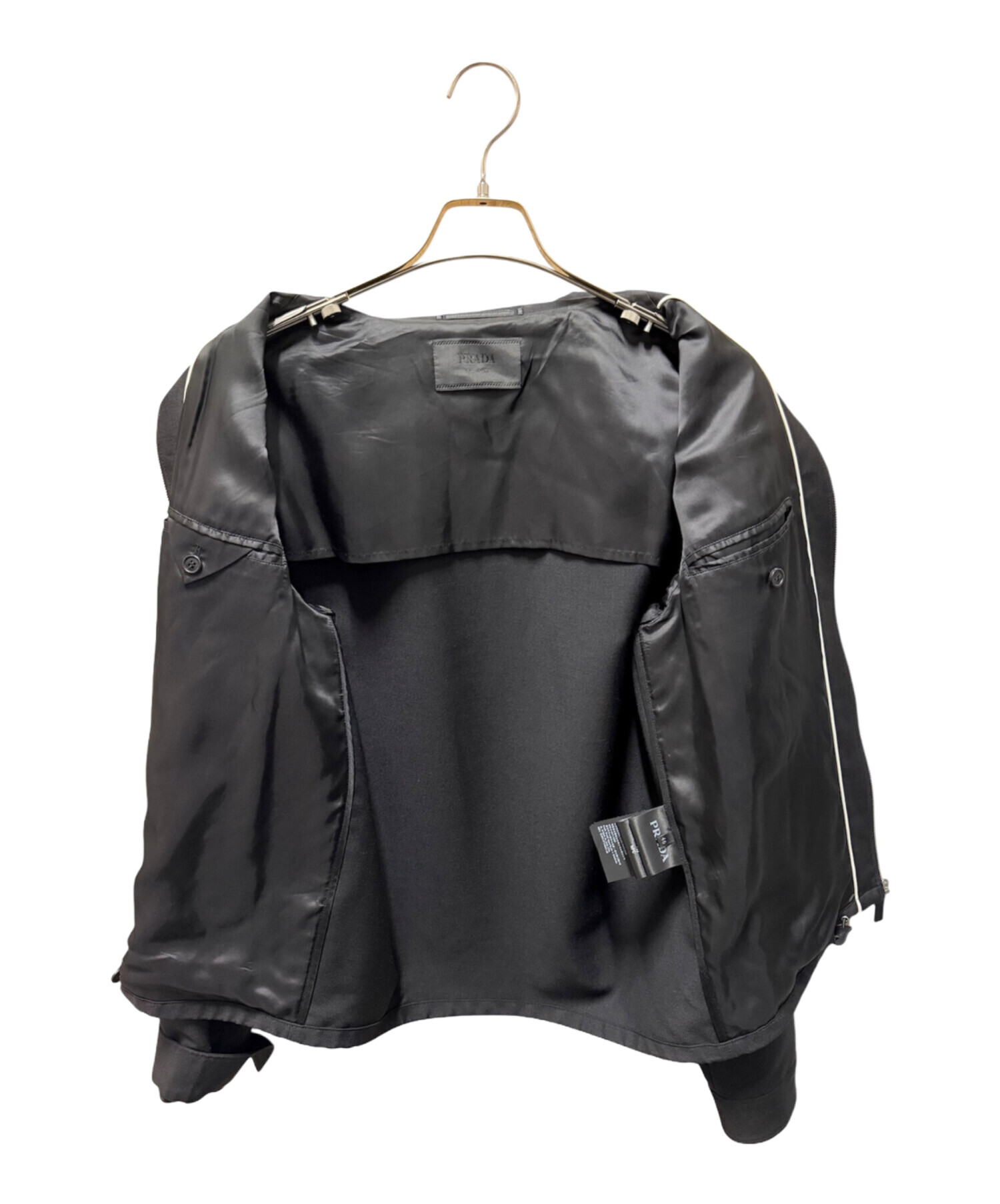 prada ジップアップ ヴァージンウール ブラック ブルゾン 中古・古着通販】PRADA (プラダ) ジップアップブルゾン/ブルゾン