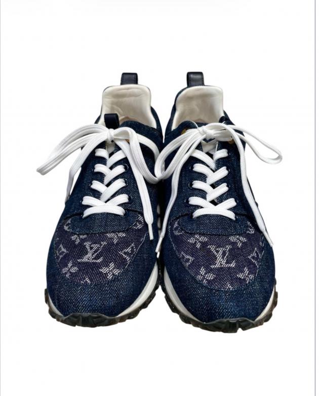 ヴィトン ランアウェイライン デニム×レザー スニーカー モノグラムデニム 中古・古着通販】LOUIS VUITTON (ルイ ヴィトン) モノグラム デニム