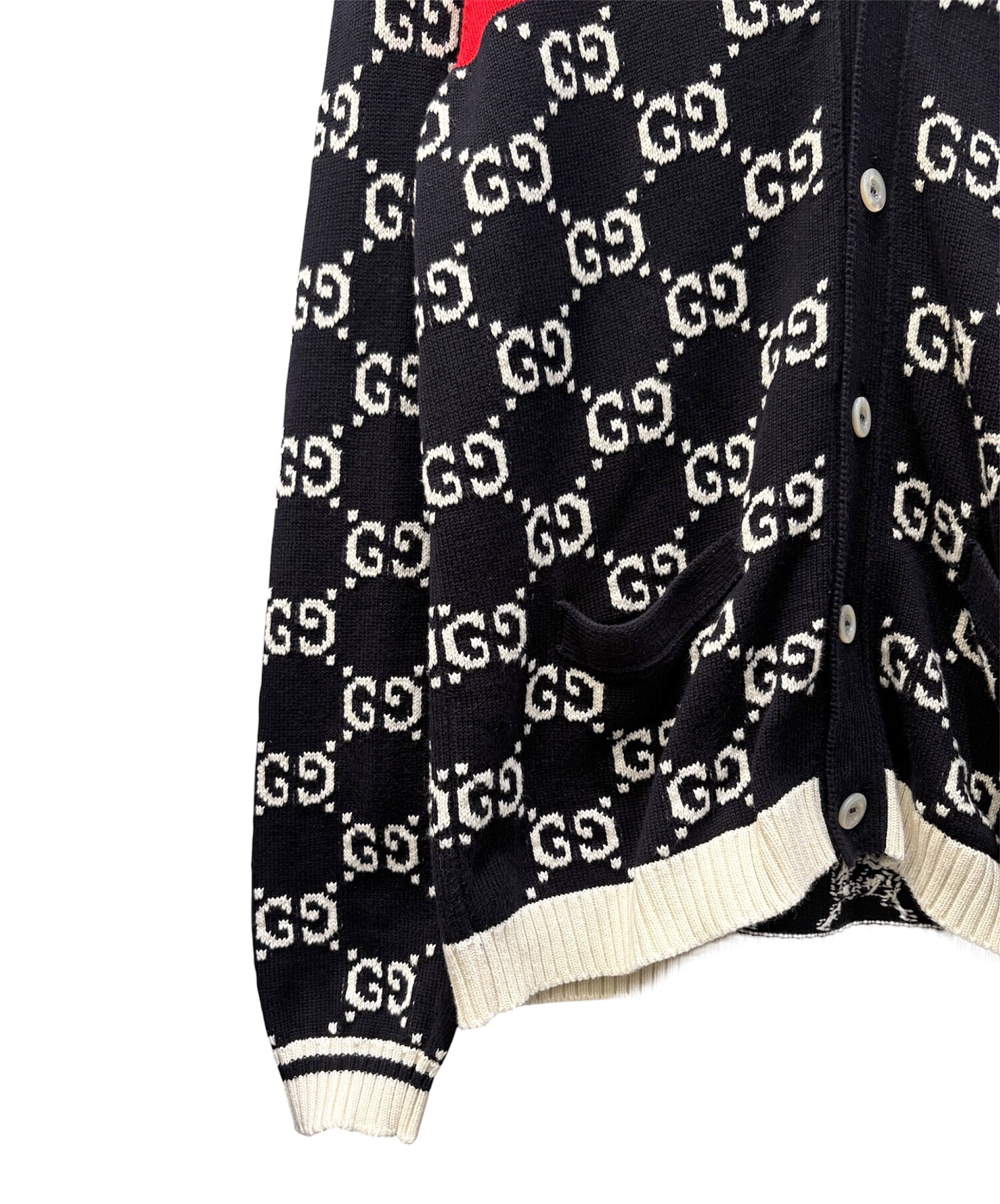 中古・古着通販】GUCCI (グッチ) GGストライプカーディガン ネイビー