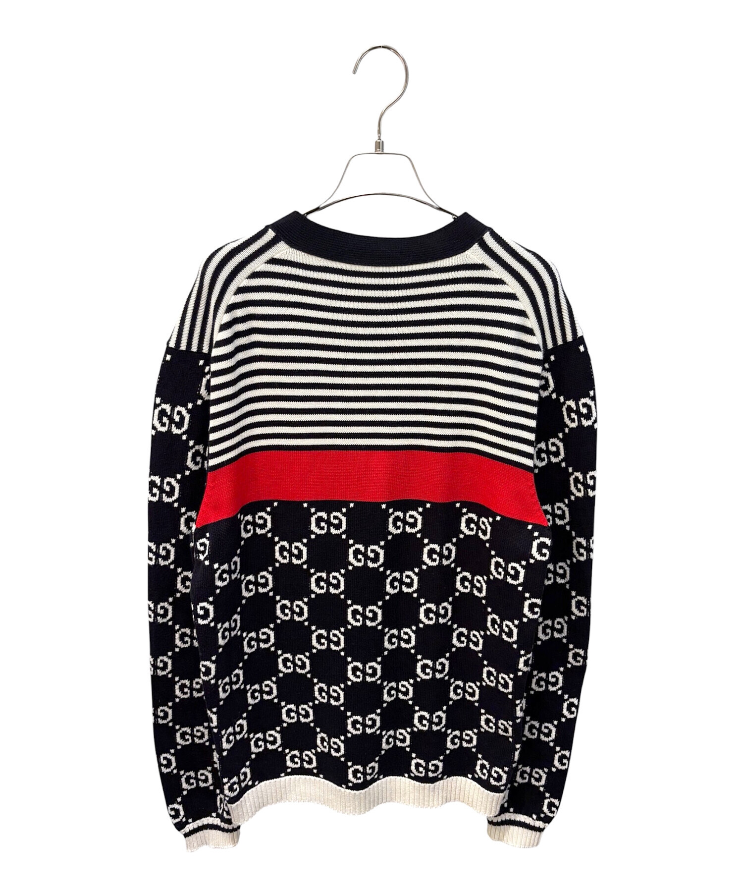 GUCCI ストライプカーディガン 中古・古着通販】GUCCI (グッチ) GGストライプカーディガン ネイビー