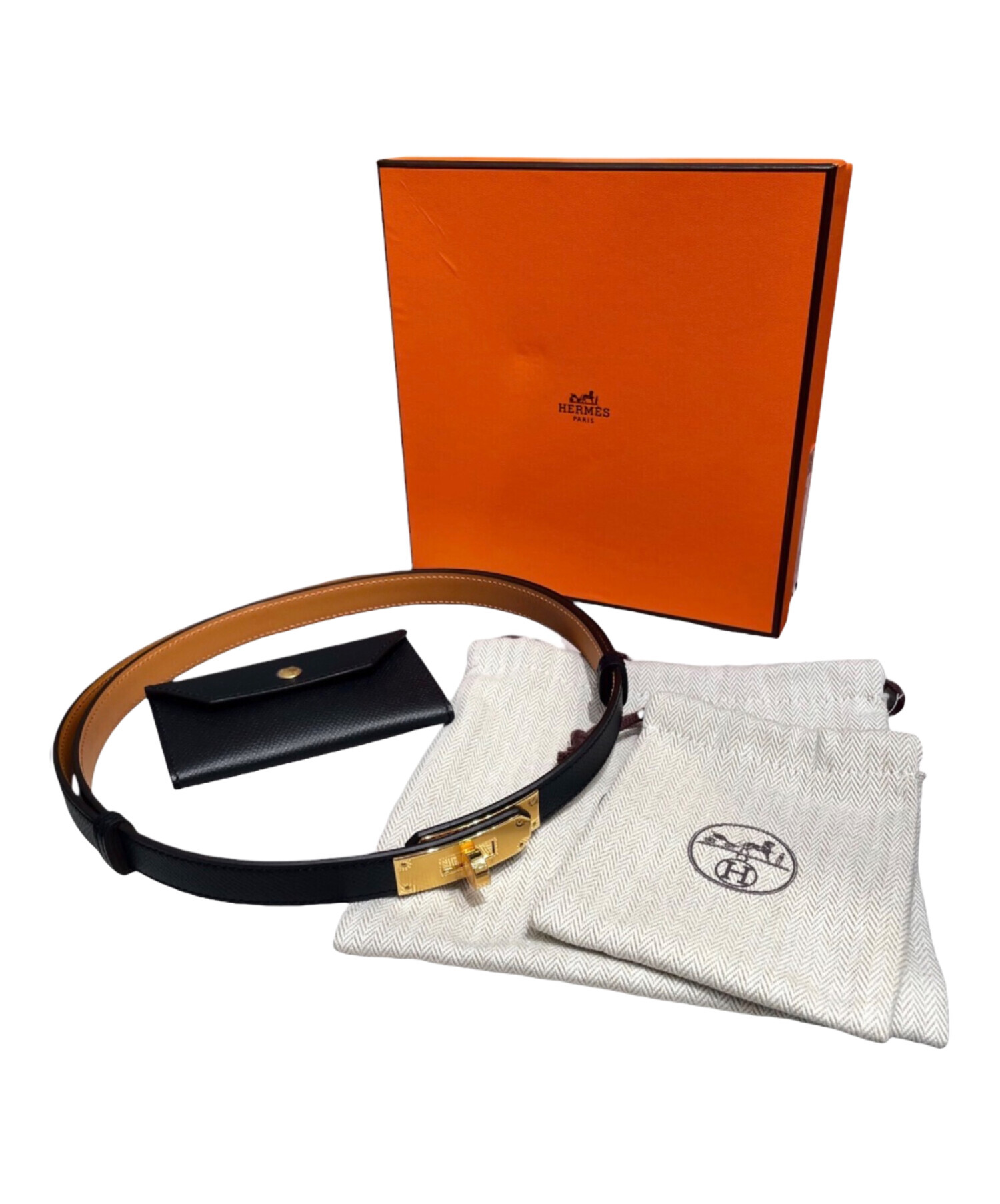 中古・古着通販】HERMES (エルメス) ケリーポケット18/ベルト/ノワール