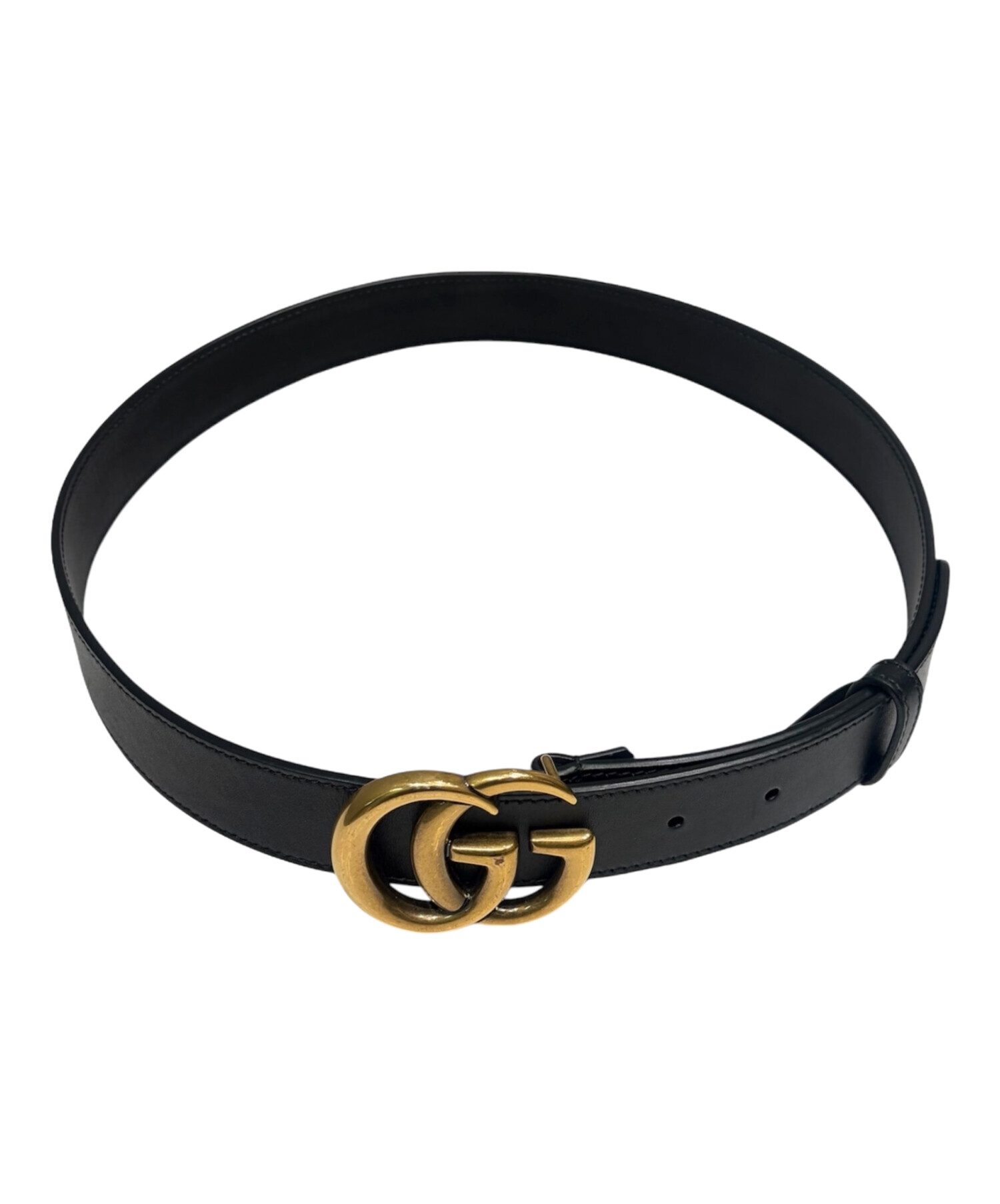 中古・古着通販】GUCCI (グッチ) GGマーモント レザーベルト ブラック
