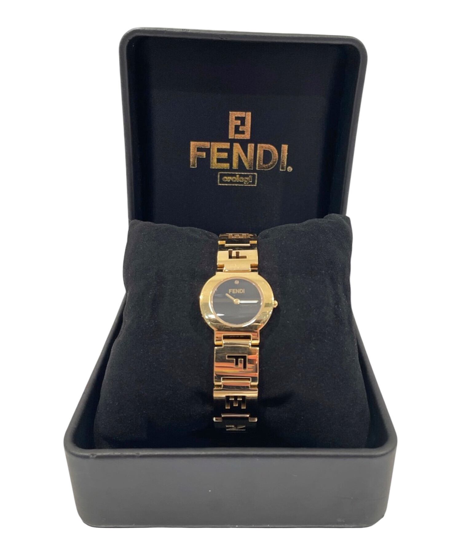 FENDI フェンディ 腕時計 ゴールド ブラック 箱付 中古・古着通販】FENDI (フェンディ) ゴールド・ステラ 1Pダイヤモンド