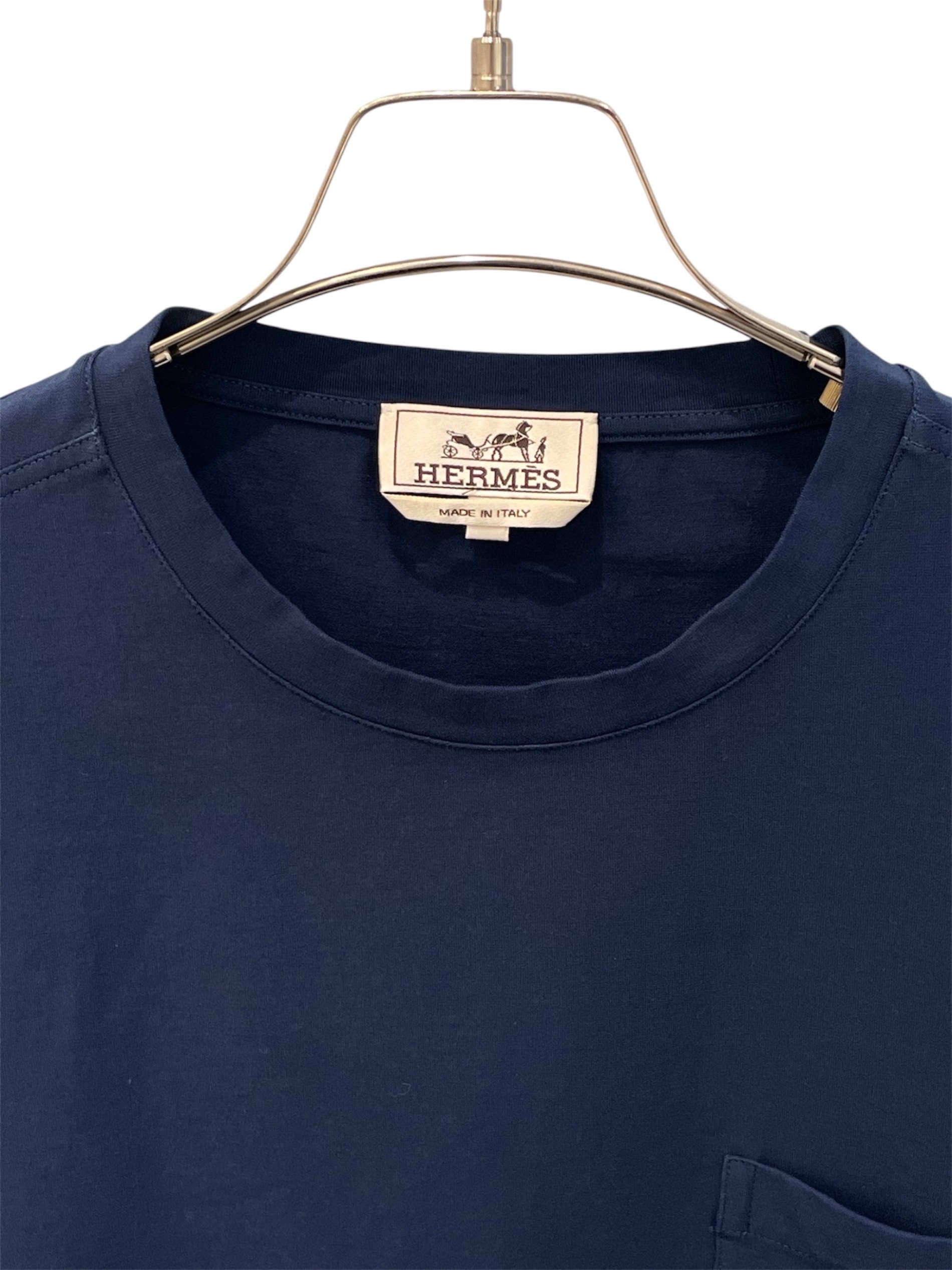中古・古着通販】HERMES (エルメス) ポケットTシャツ ネイビー サイズ
