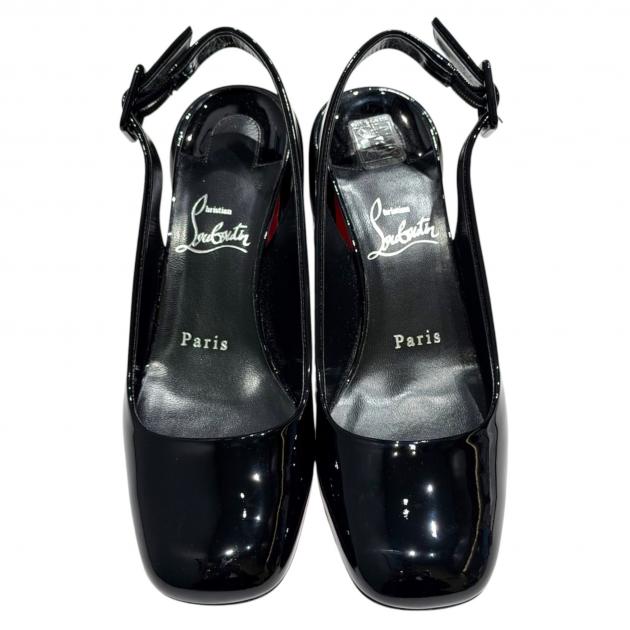 クリスチャンルブタン　ストラップミュール　金具　ポインテッドトゥ　レザー　黒 中古・古着通販】Christian Louboutin (クリスチャン・ルブタン