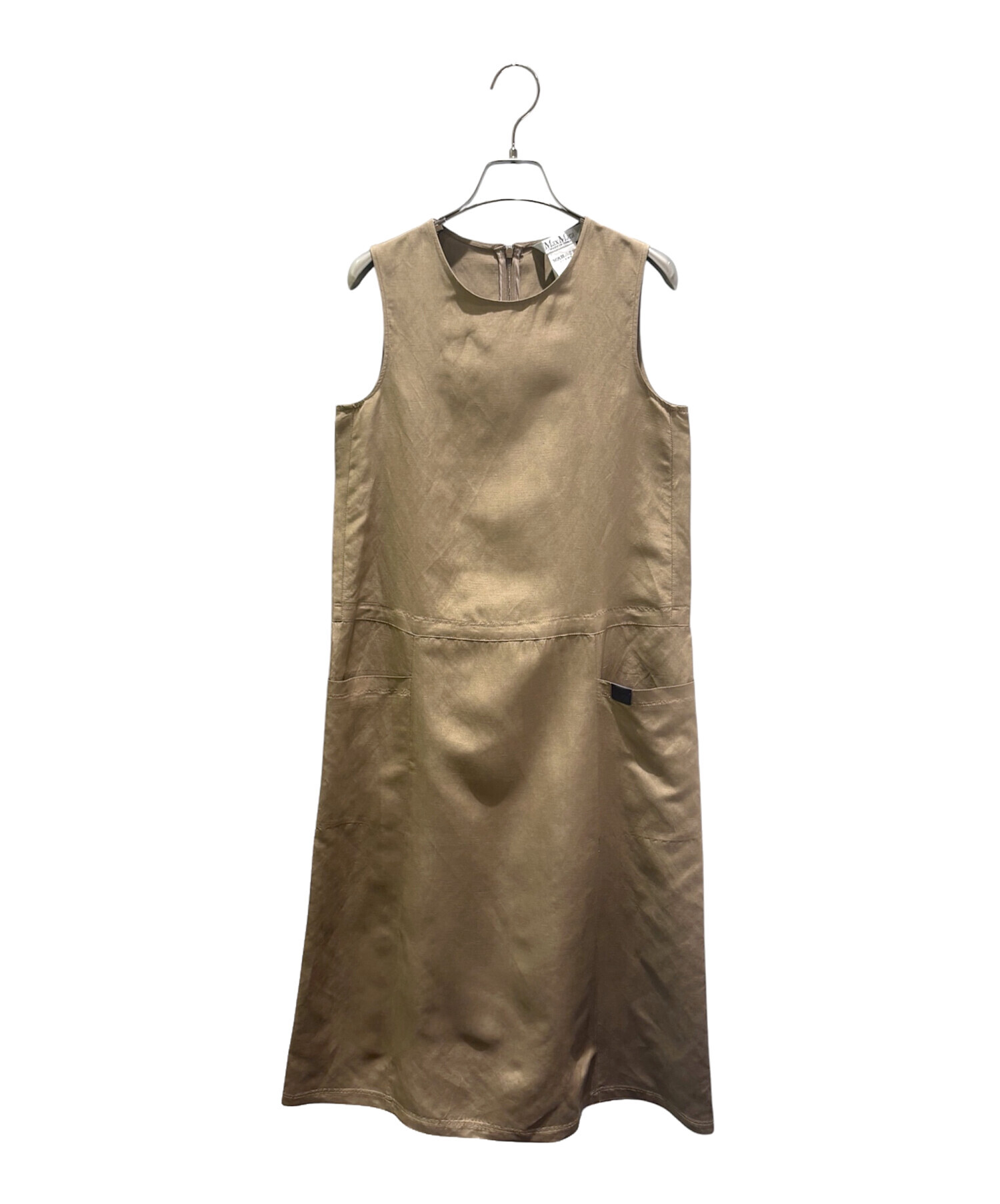 ［お値下げ］新品タグ付MAXMARAマックスマーラ ノースリーブ ワンピース 中古・古着通販】MaxMara (マックスマーラ) シルク＆リネン