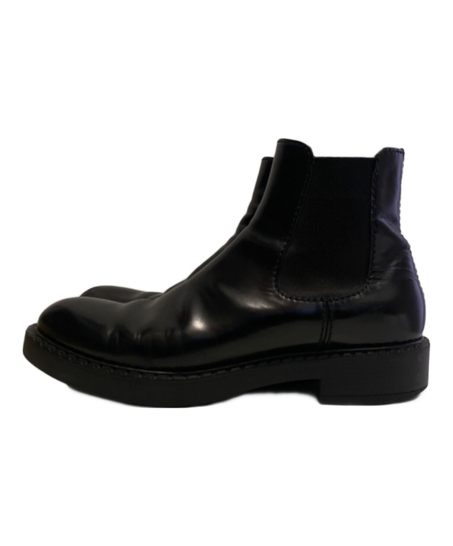 PRADA プラダ サイドゴアブーツ 本革 ブラック 黒 25.5 サイズ6 中古・古着通販】PRADA (プラダ) サイドゴアブーツ ブラック サイズ
