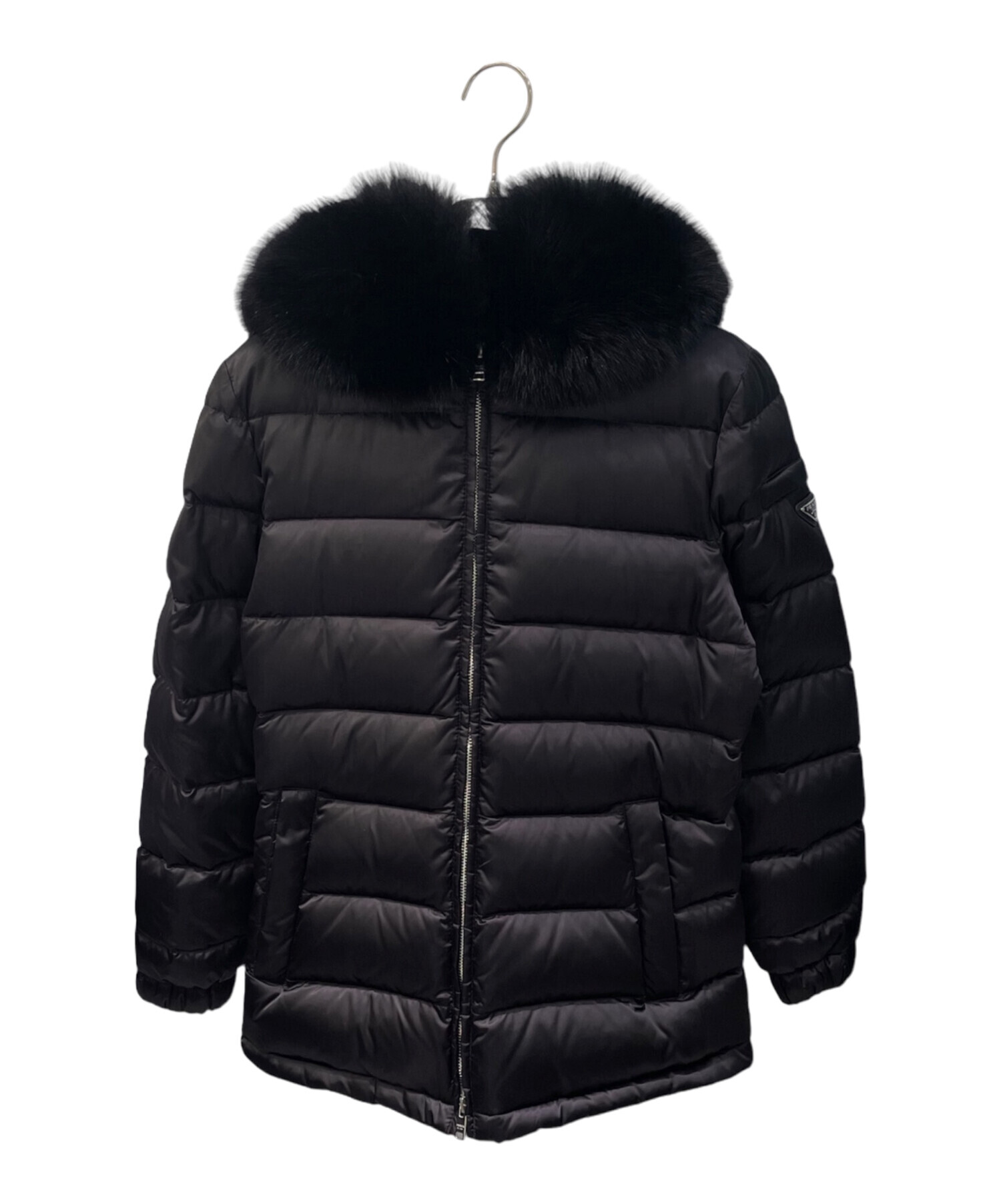 【本日限り】PRADA ロングダウンコート 38 ブラック フォックスファー 中古・古着通販】PRADA (プラダ) フォックスファーダウンコート