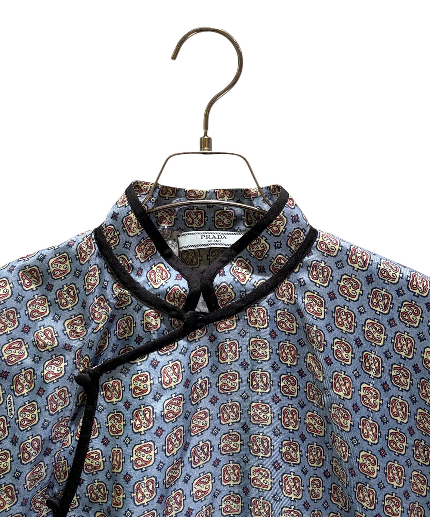 中古・古着通販】PRADA (プラダ) チャイナブラウス スカイブルー