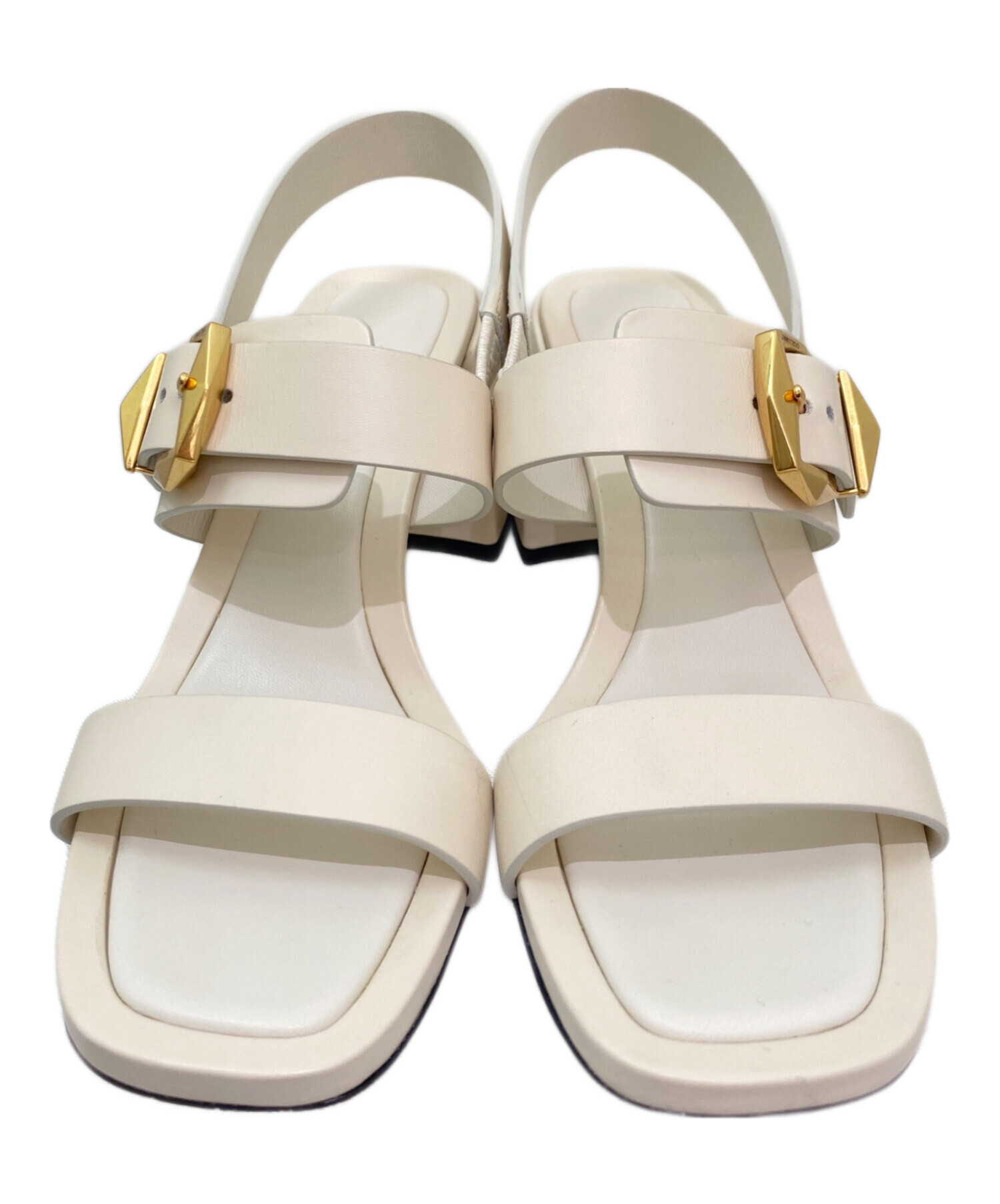 専用　　　JIMMY CHOO ホワイト ツイストサンダル 中古・古着通販】JIMMY CHOO (ジミーチュウ) チャンキーヒール