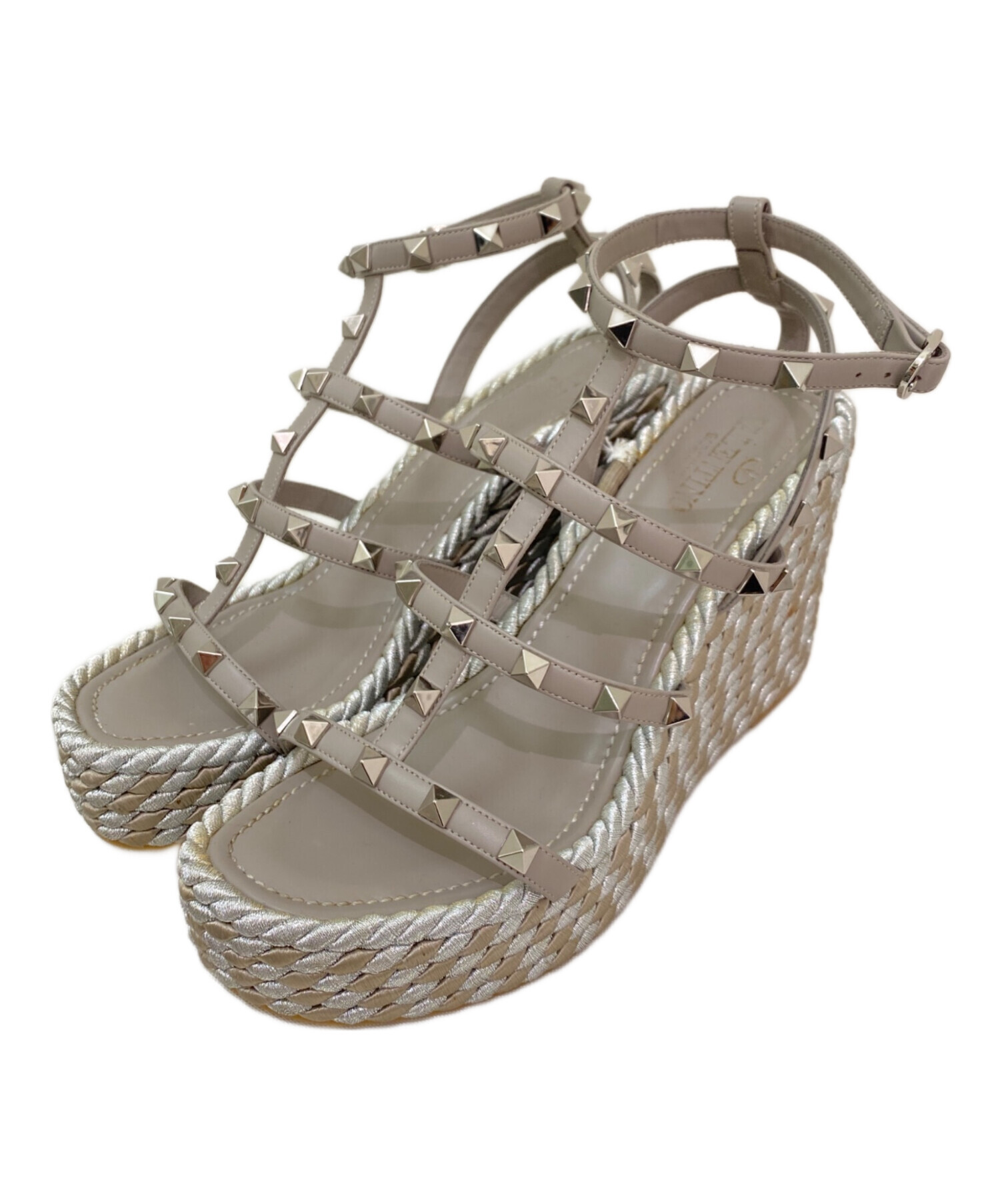 ヴァレンティノガラヴァーニ スタッズ ヒールサンダル ウェッジソール シルバー 中古・古着通販】VALENTINO GARAVANI (ヴァレンティノ・ガラヴァーニ