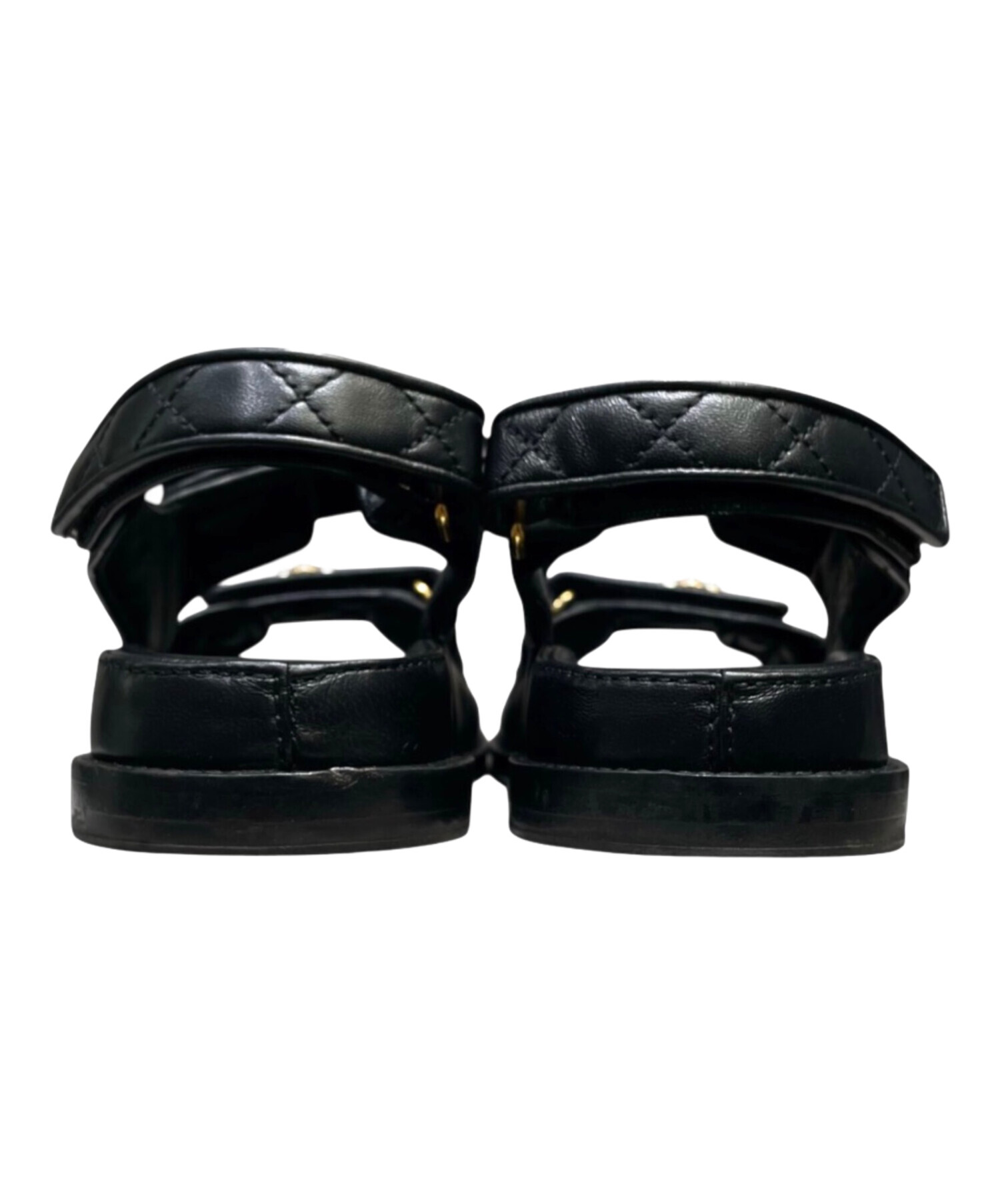 中古・古着通販】CHANEL (シャネル) ベルクロレザーサンダル ブラック