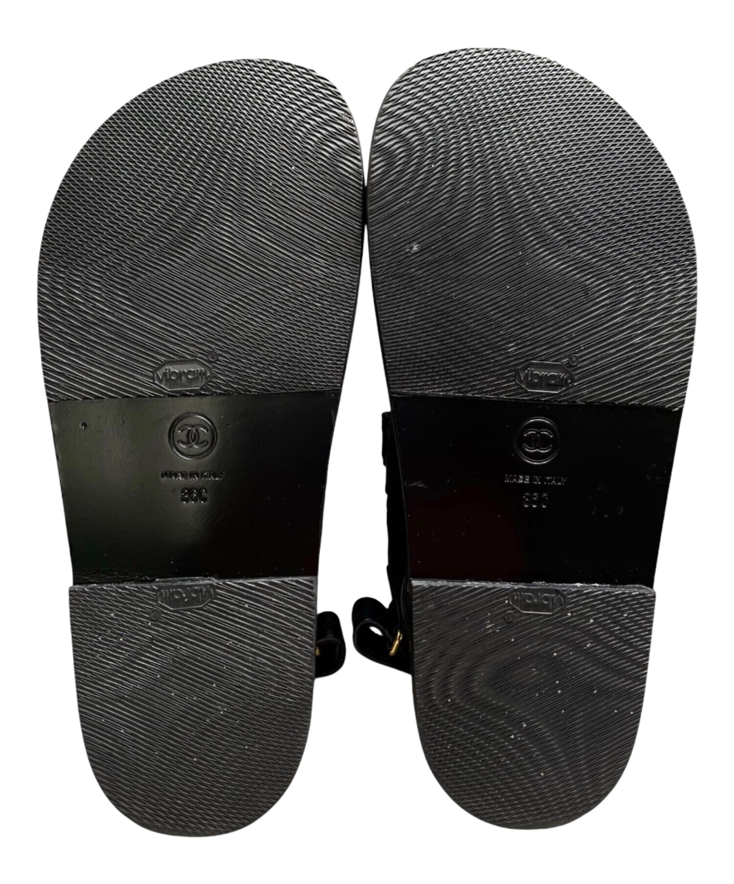中古・古着通販】CHANEL (シャネル) ベルクロレザーサンダル ブラック