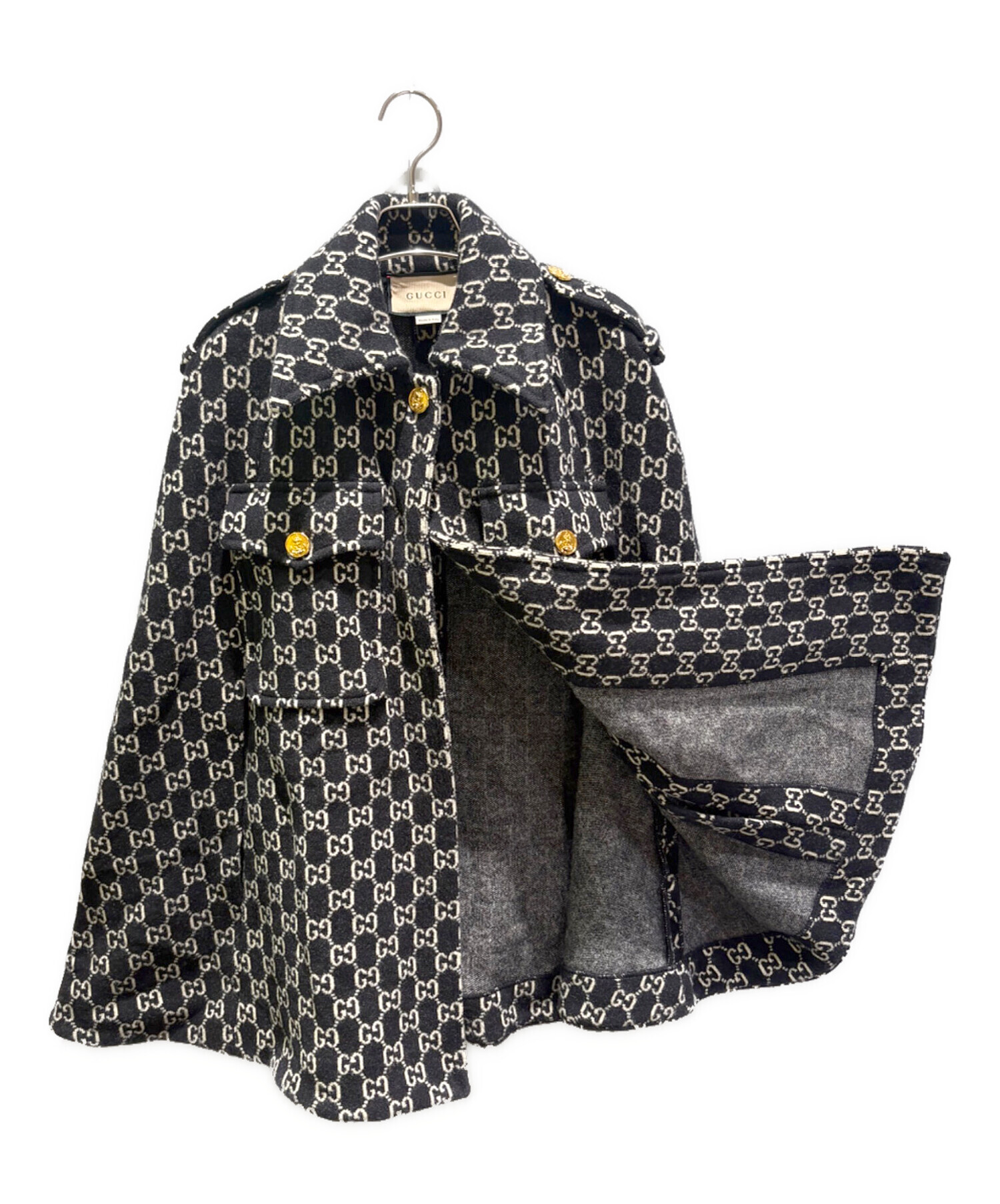 中古・古着通販】GUCCI (グッチ) GGジャカード フェルトウールケープ