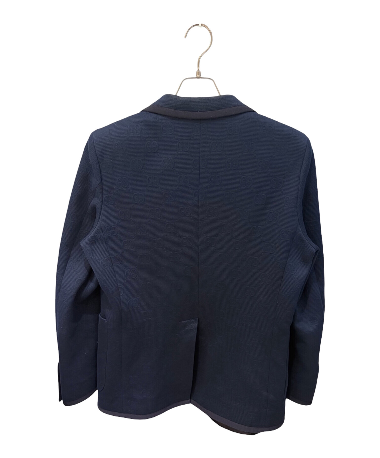 美品 グッチ テーラードジャケット ウール ネイビー ロゴボタン 48サイズ 中古・古着通販】GUCCI (グッチ) GG柄テーラードジャケット ネイビー