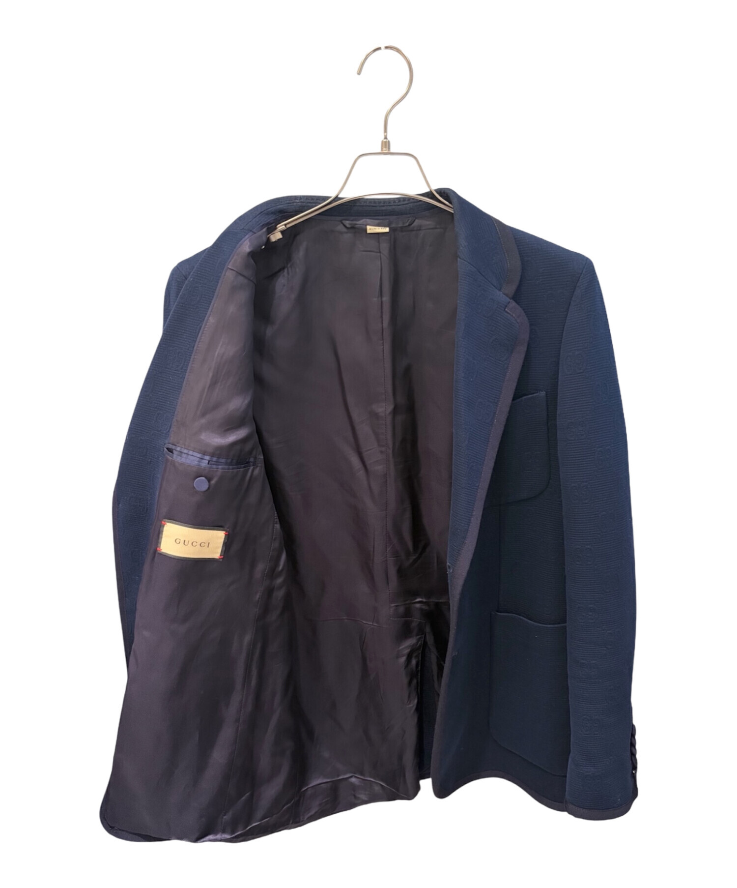 中古・古着通販】GUCCI (グッチ) GG柄テーラードジャケット ネイビー