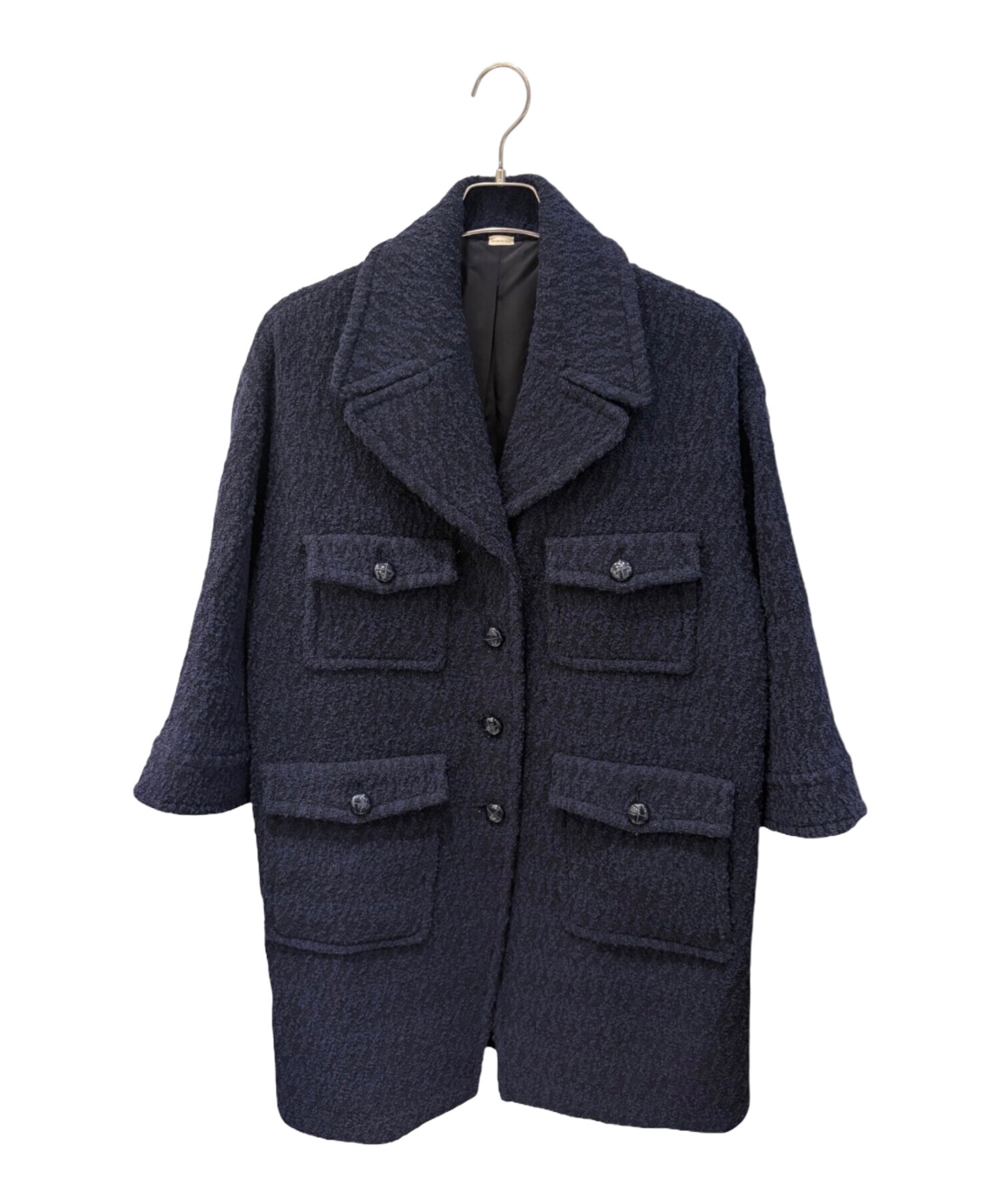 GUCCI グッチ　コート　ダークグレー Mサイズ 中古・古着通販】GUCCI (グッチ) ソフトツイードブークレ オーバー