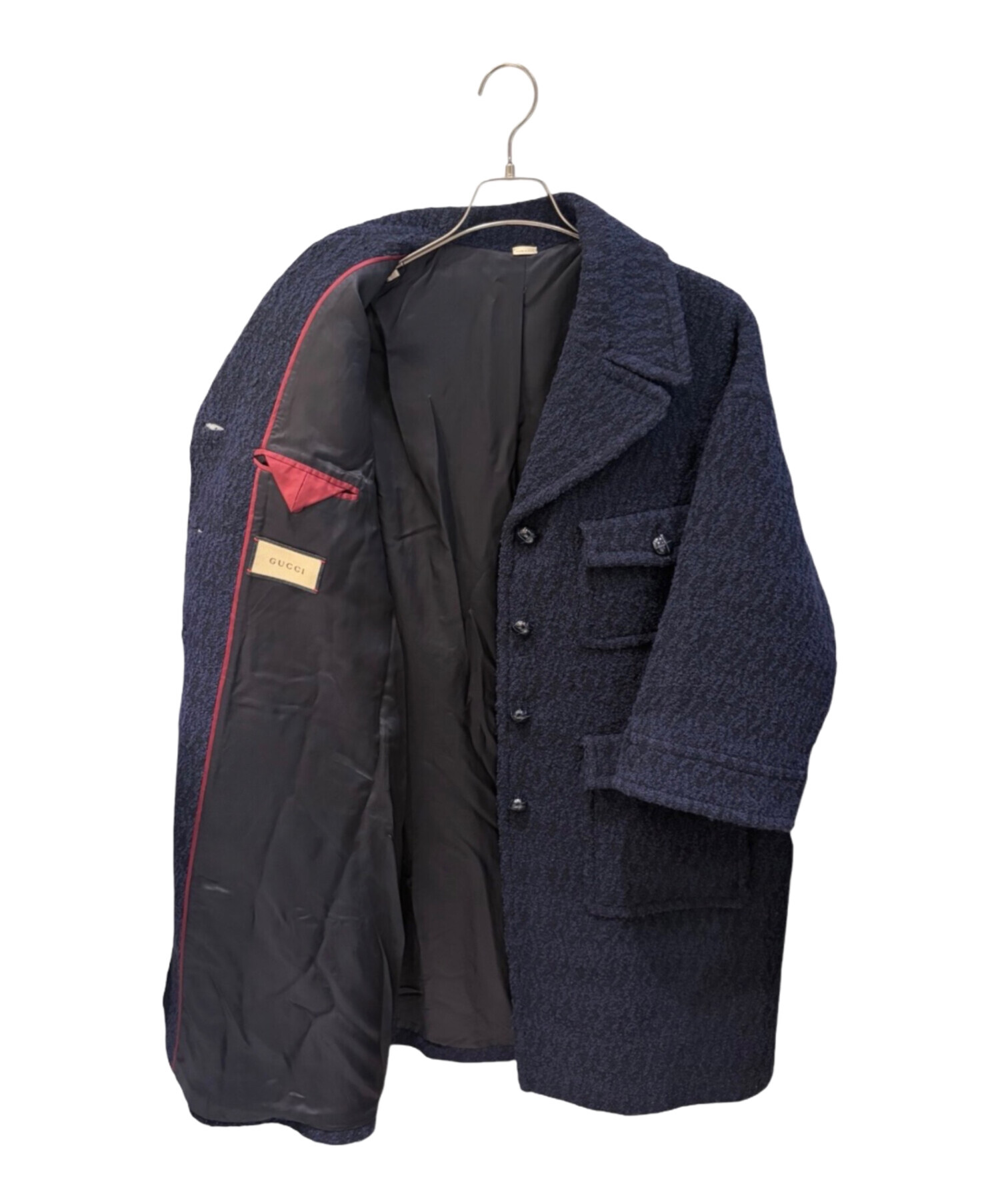 OLD GUCCI グッチ コート ツイード ヴィンテージ 70s イタリア製 中古・古着通販】GUCCI (グッチ) ソフトツイードブークレ オーバー