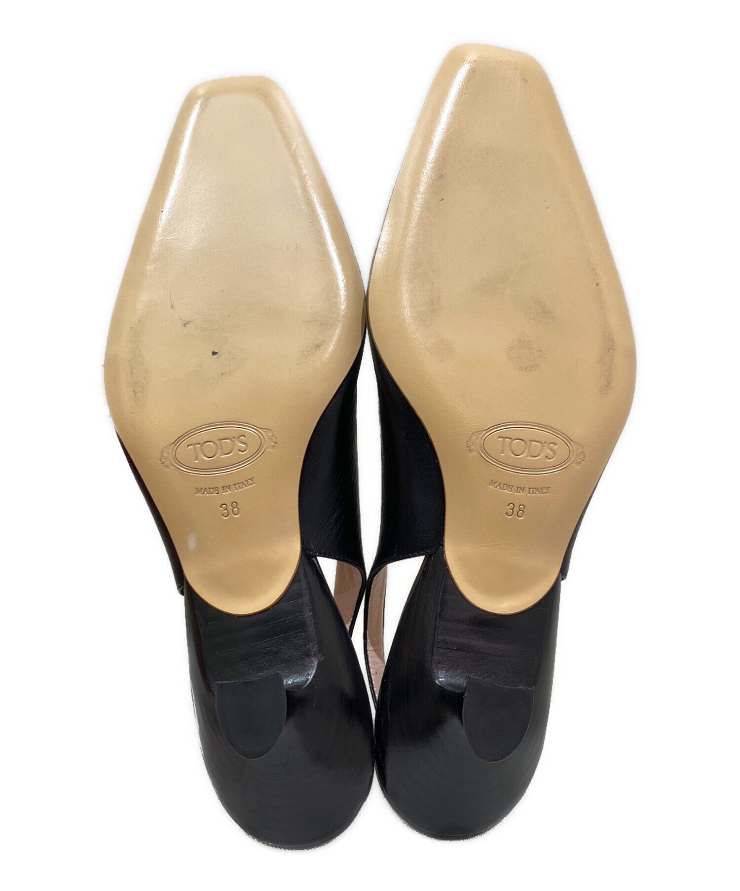 TOD'S パンプス ブラック 37.5サイズ 中古・古着通販】TOD'S (トッズ) レザーパンプス ブラック サイズ:38