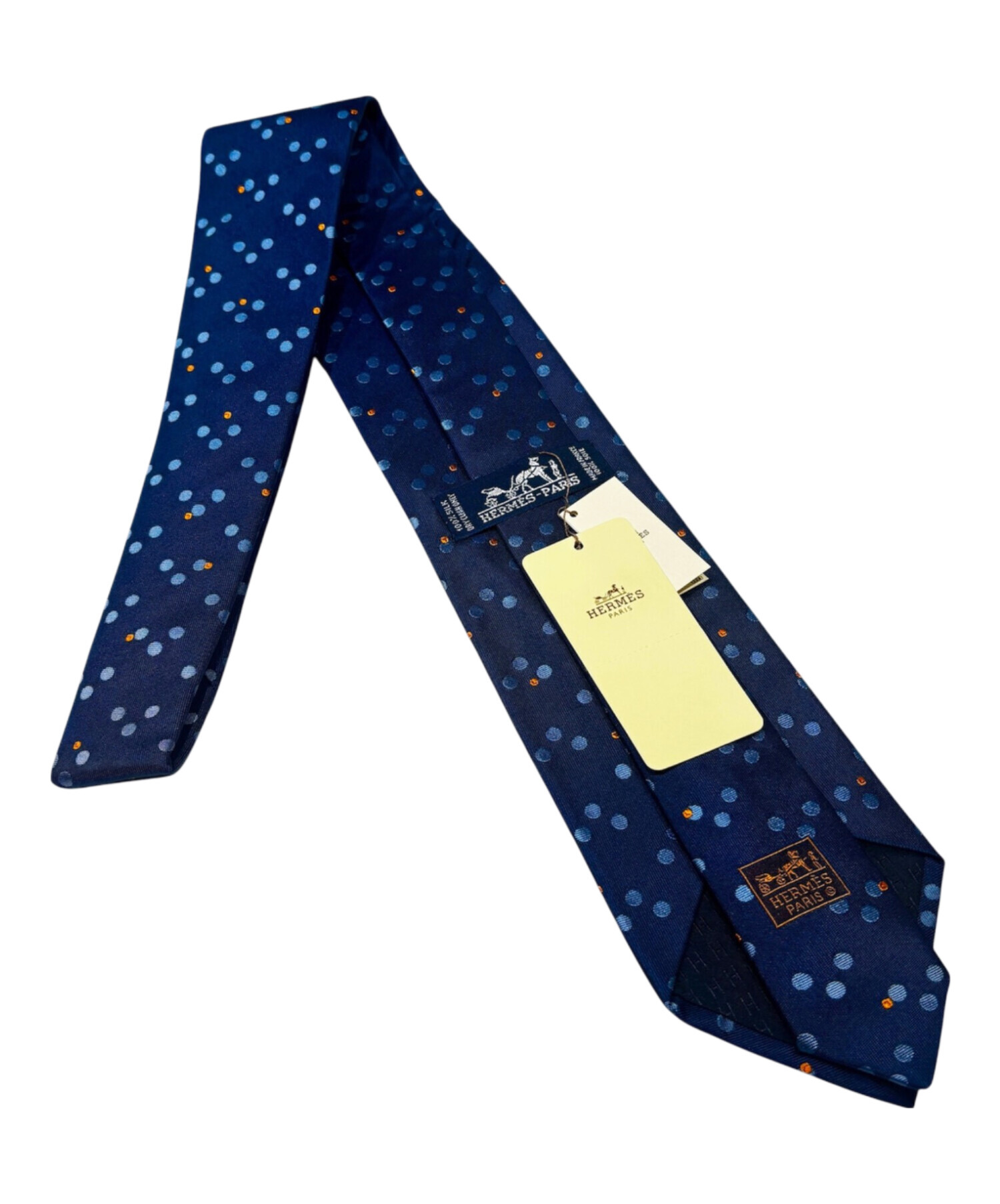 中古・古着通販】HERMES (エルメス) シルクネクタイ/ドット柄 ネイビー