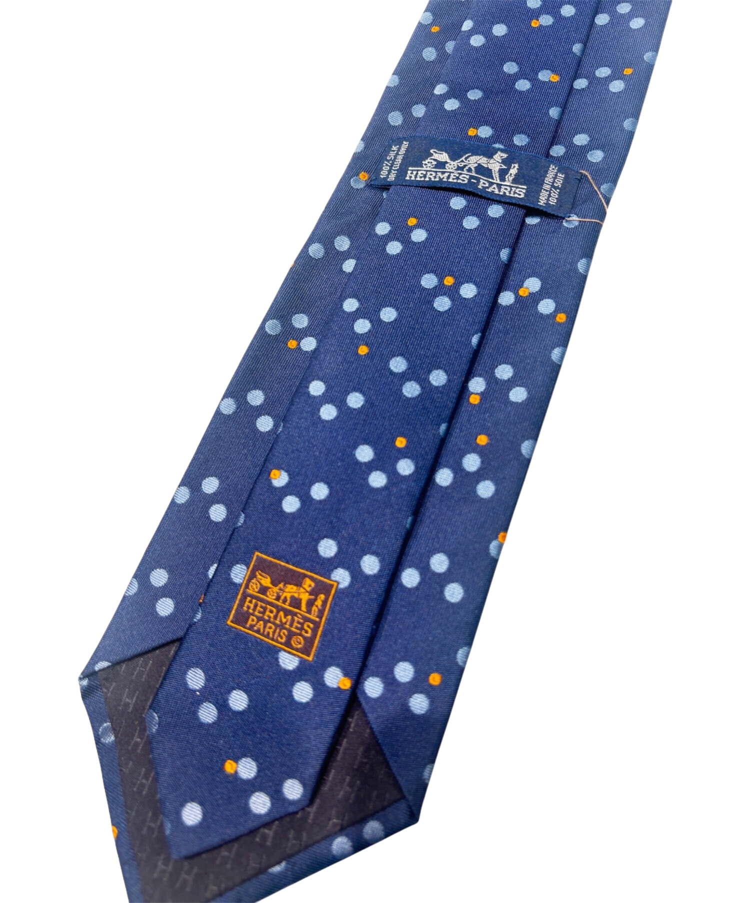 中古・古着通販】HERMES (エルメス) シルクネクタイ/ドット柄 ネイビー